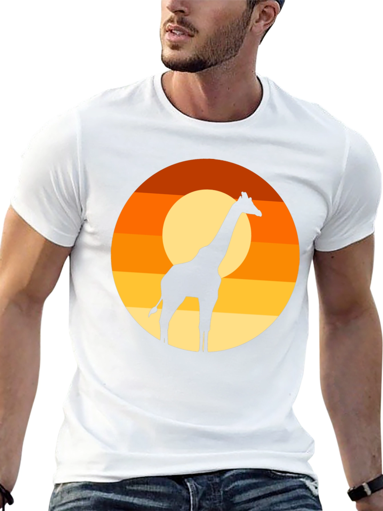 Giraffe Sunset T-Shirt - Black Graphic Tee