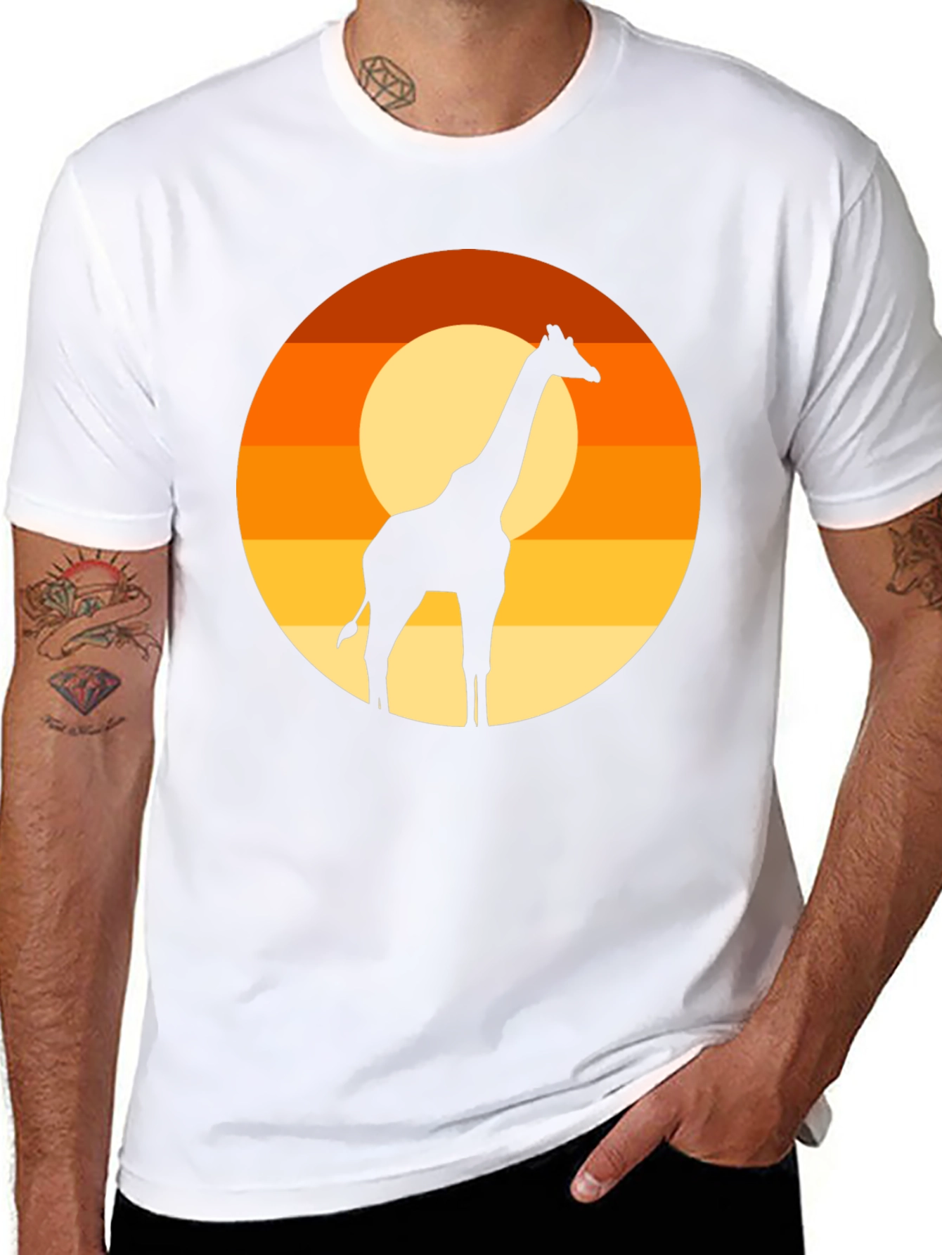 Giraffe Sunset T-Shirt - Black Graphic Tee