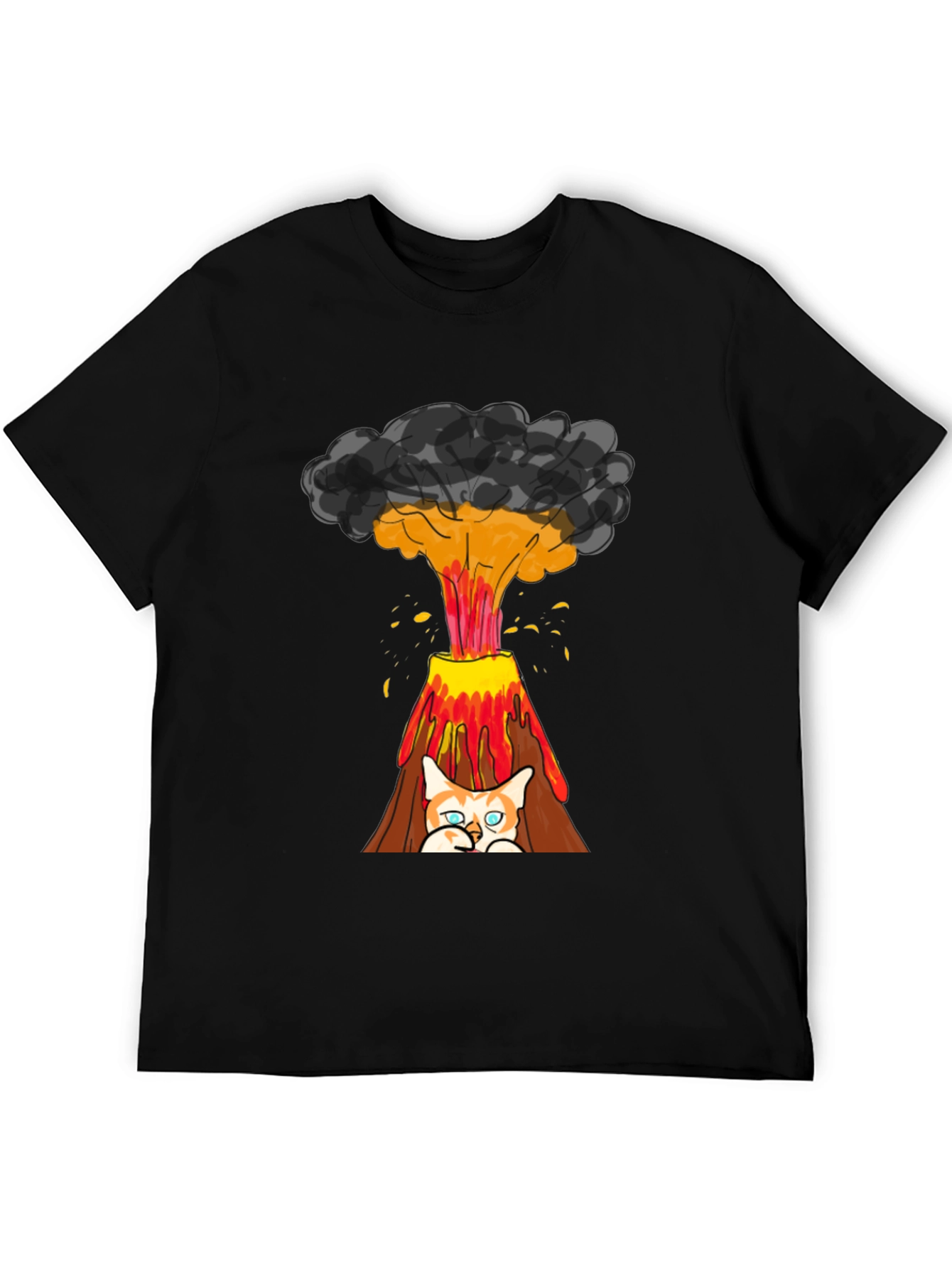Volcano Cat Graphic Tee - Fun & Unique Design