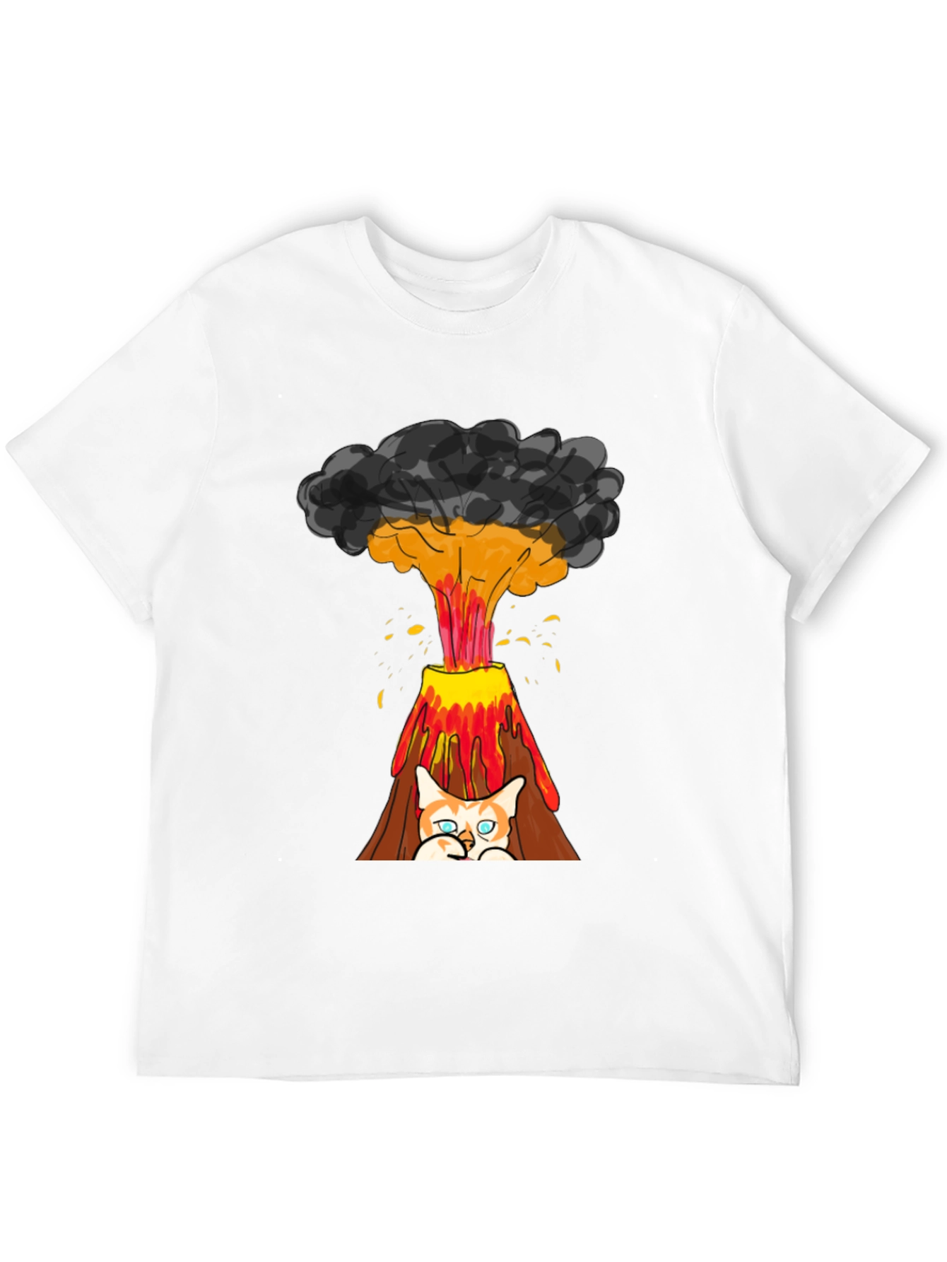 Volcano Cat Graphic Tee - Fun & Unique Design