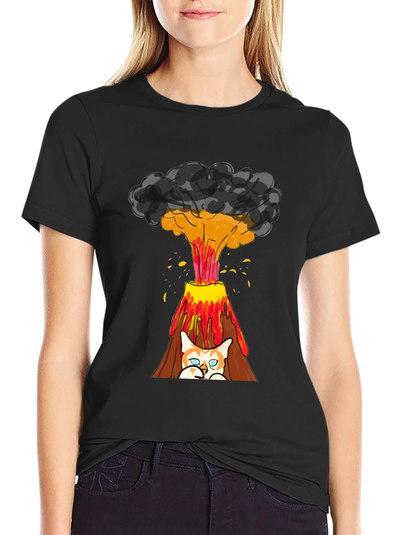 Volcano Cat Graphic Tee - Fun & Unique Design