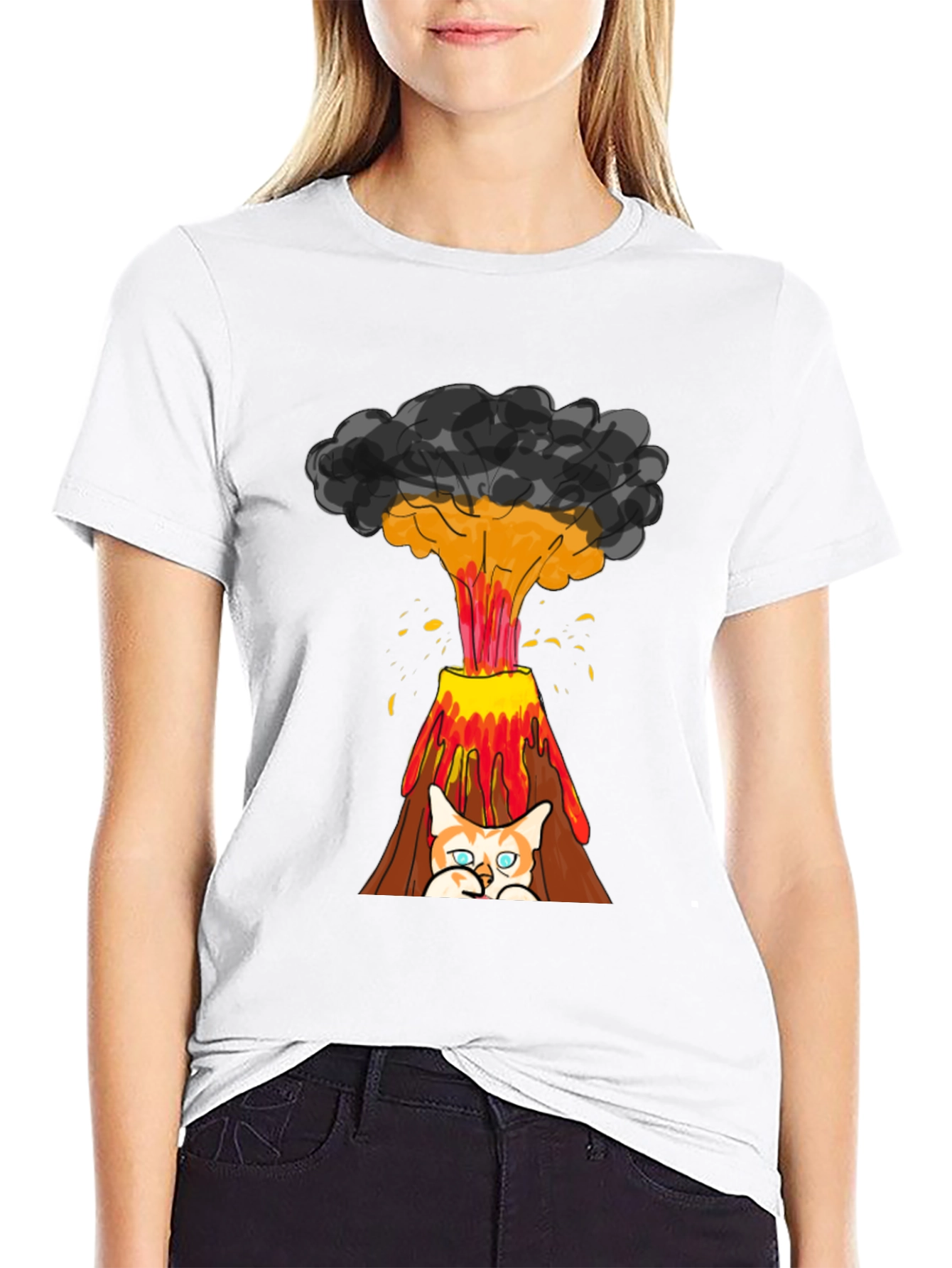 Volcano Cat Graphic Tee - Fun & Unique Design