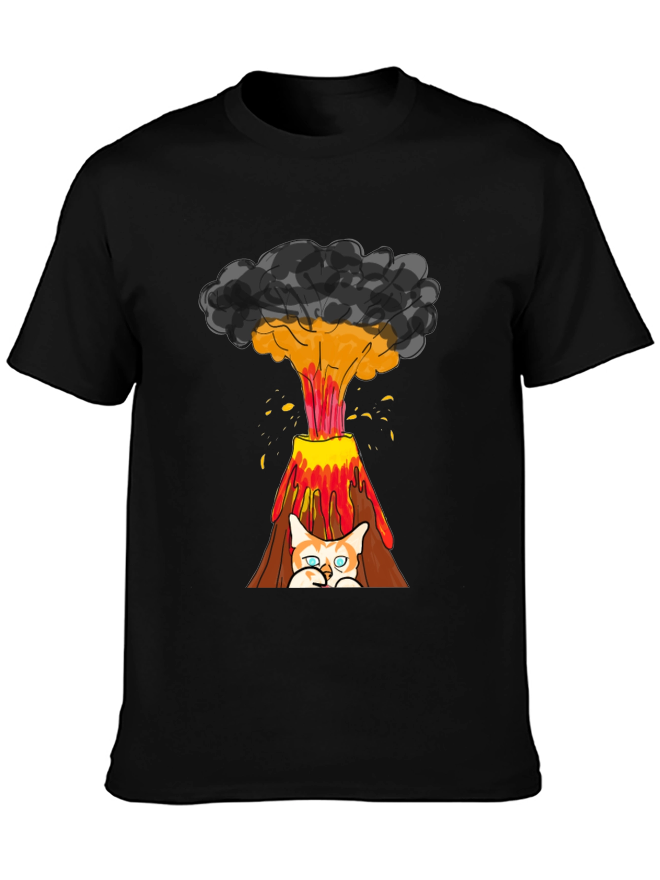 Volcano Cat Graphic Tee - Fun & Unique Design