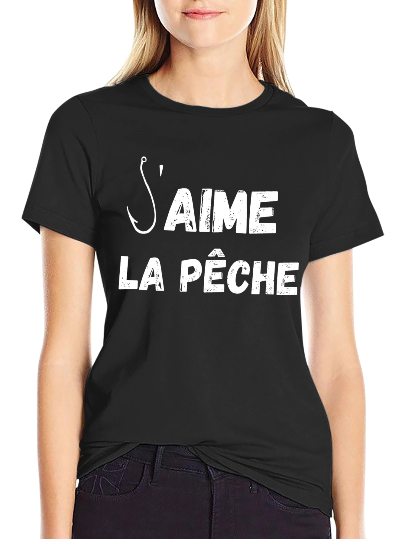 Mens Black Saime La Peche Fishing T-Shirt