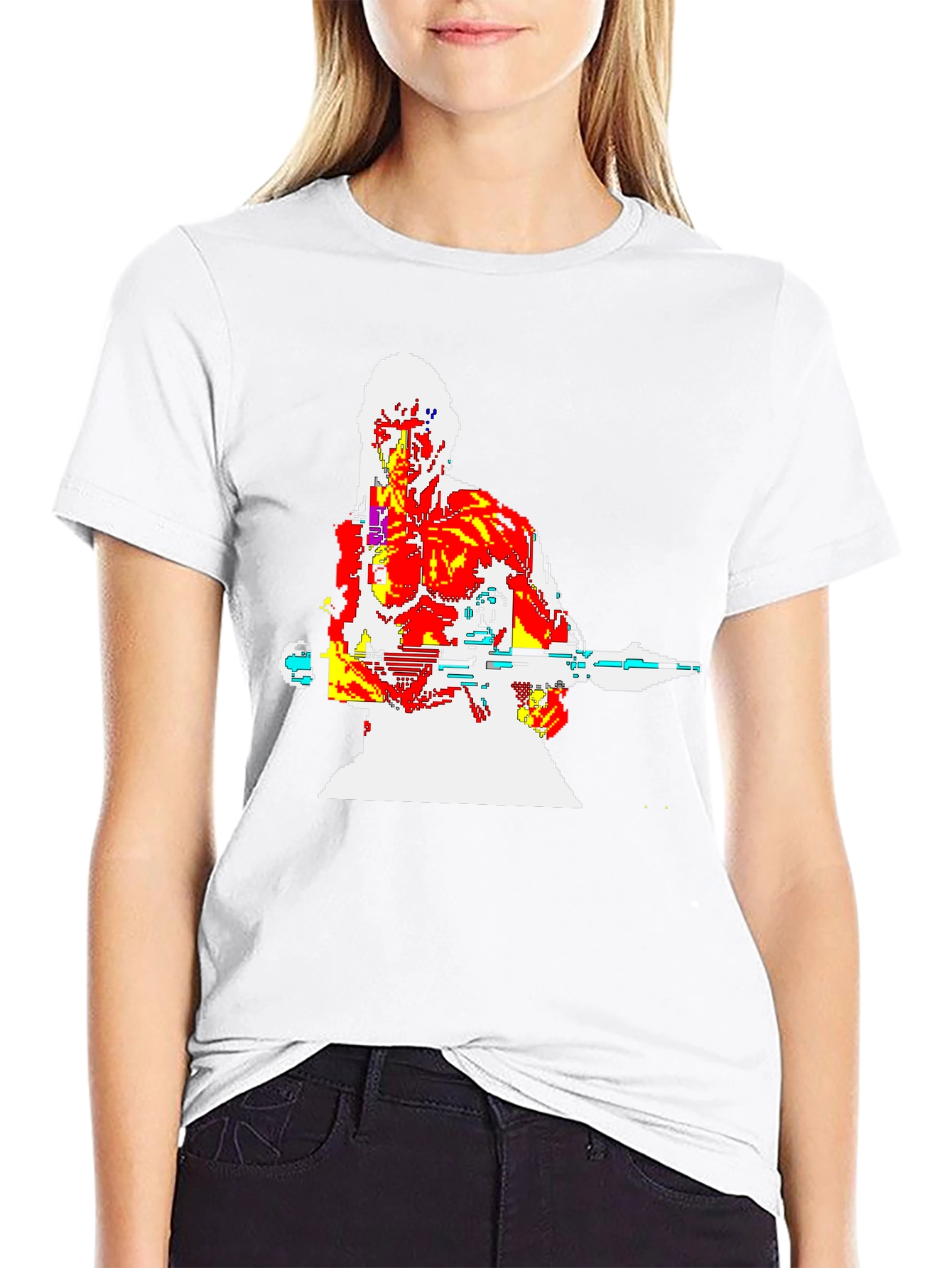 Retro 8-Bit Warrior Graphic T-Shirt