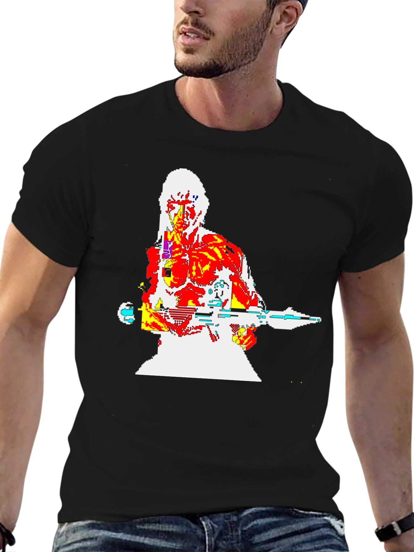 Retro 8-Bit Warrior Graphic T-Shirt