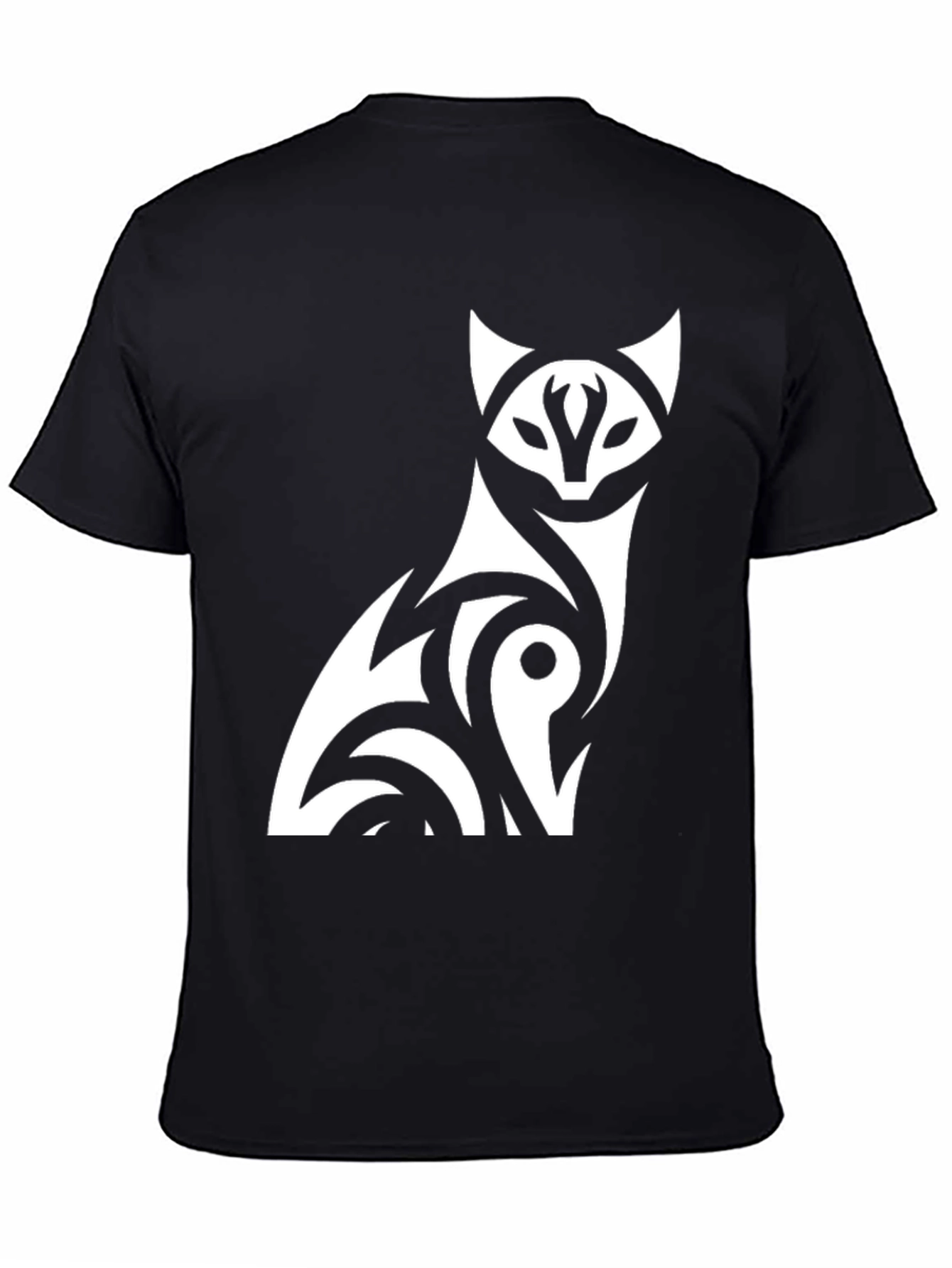 Tribal Fox Graphic Tee - Stylish Black T-Shirt