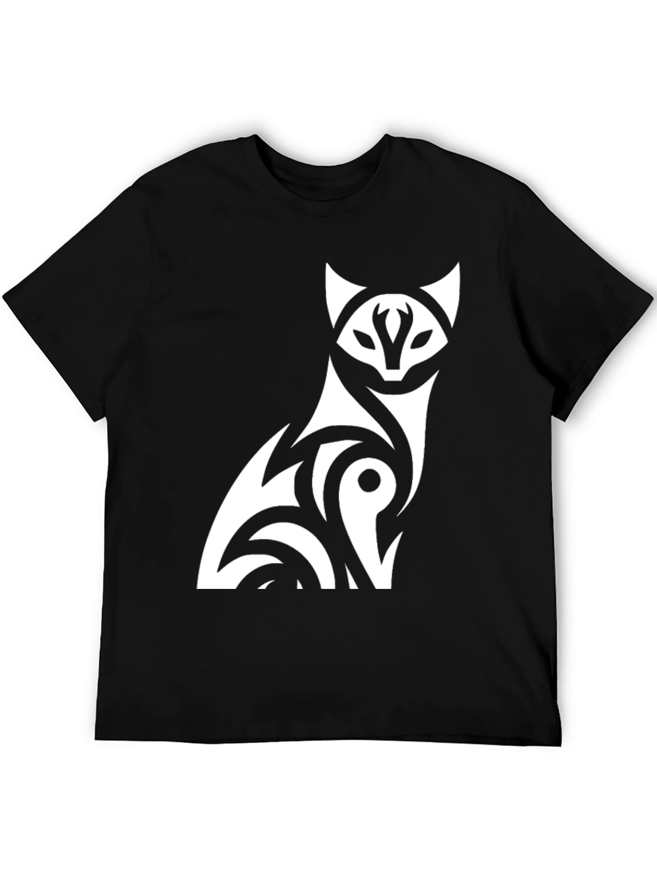 Tribal Fox Graphic Tee - Stylish Black T-Shirt