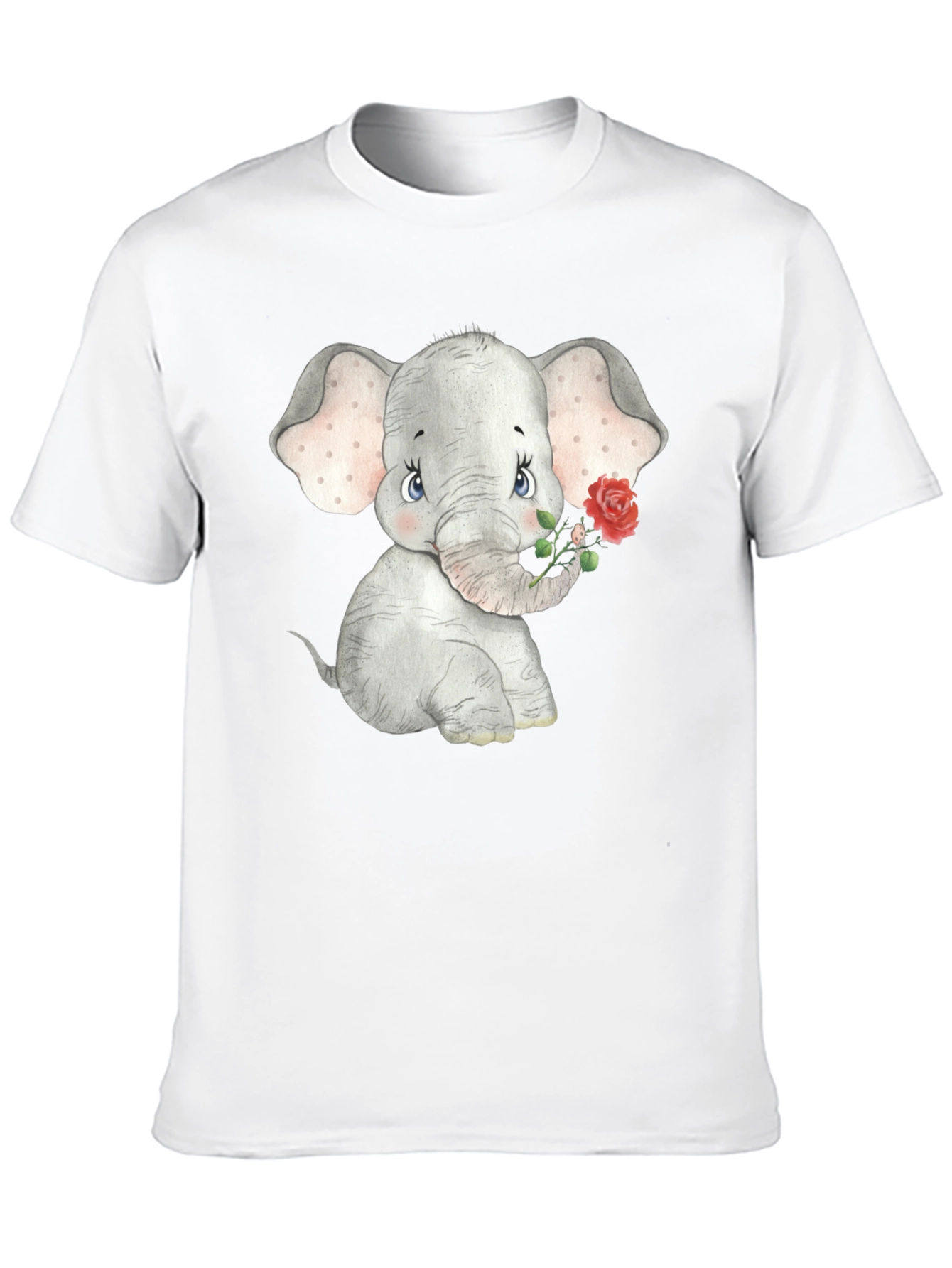 Cute Elephant Rose Graphic T-Shirt