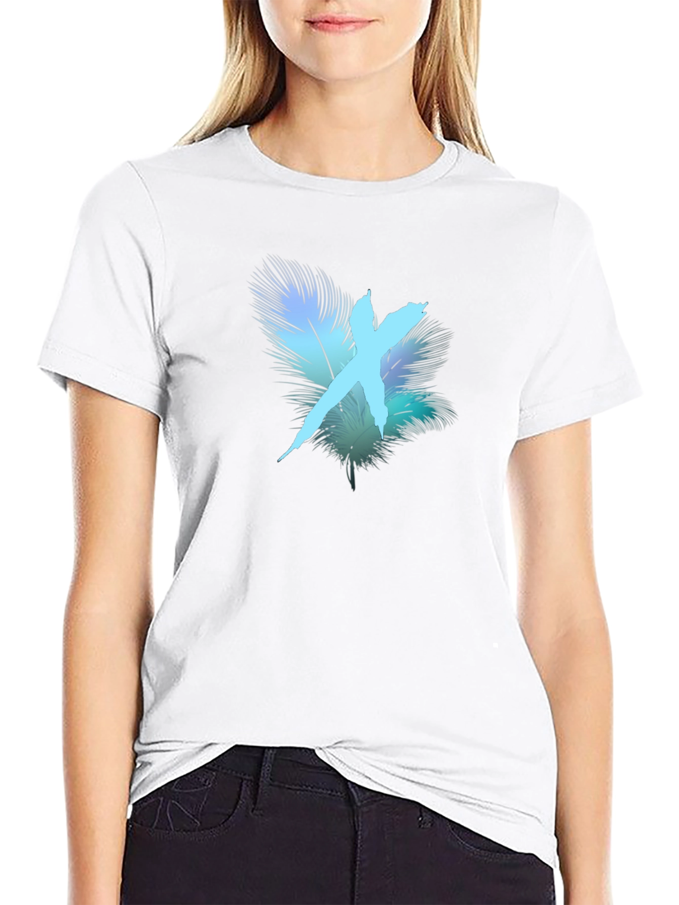 Feather X Graphic Black T-Shirt - Stylish Casual Wear