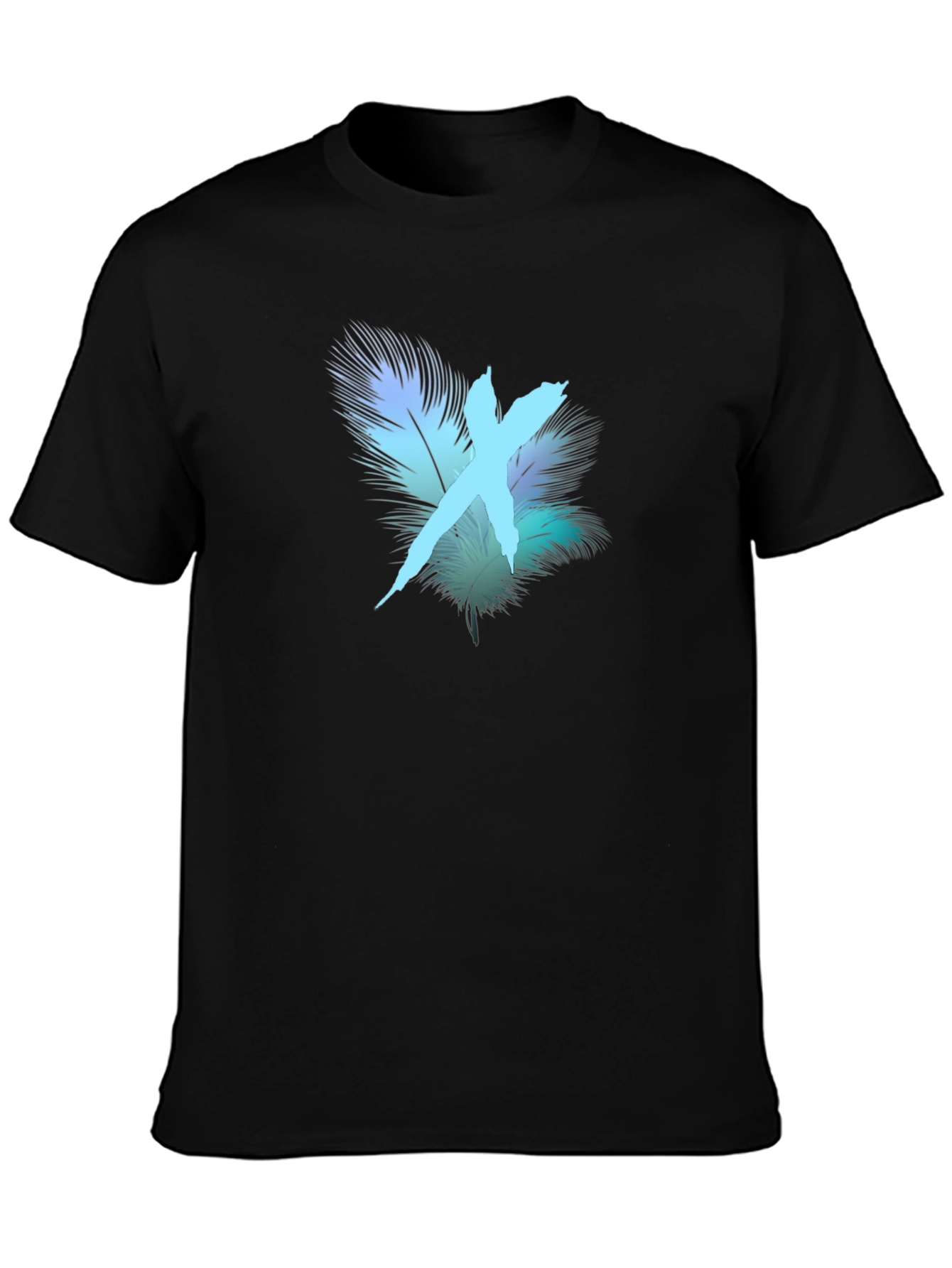 Feather X Graphic Black T-Shirt - Stylish Casual Wear