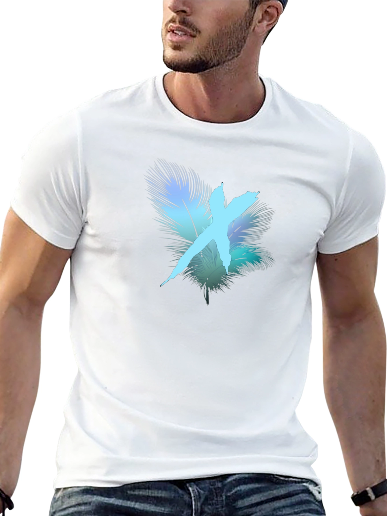 Feather X Graphic Black T-Shirt - Stylish Casual Wear