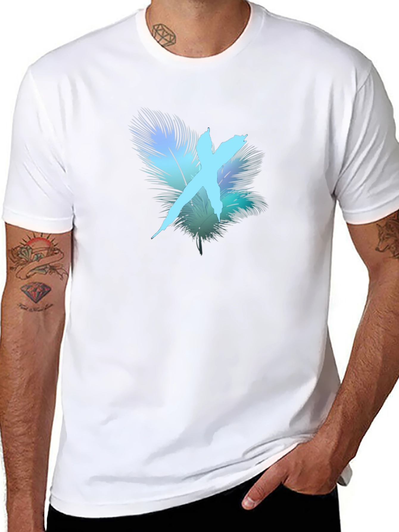 Feather X Graphic Black T-Shirt - Stylish Casual Wear