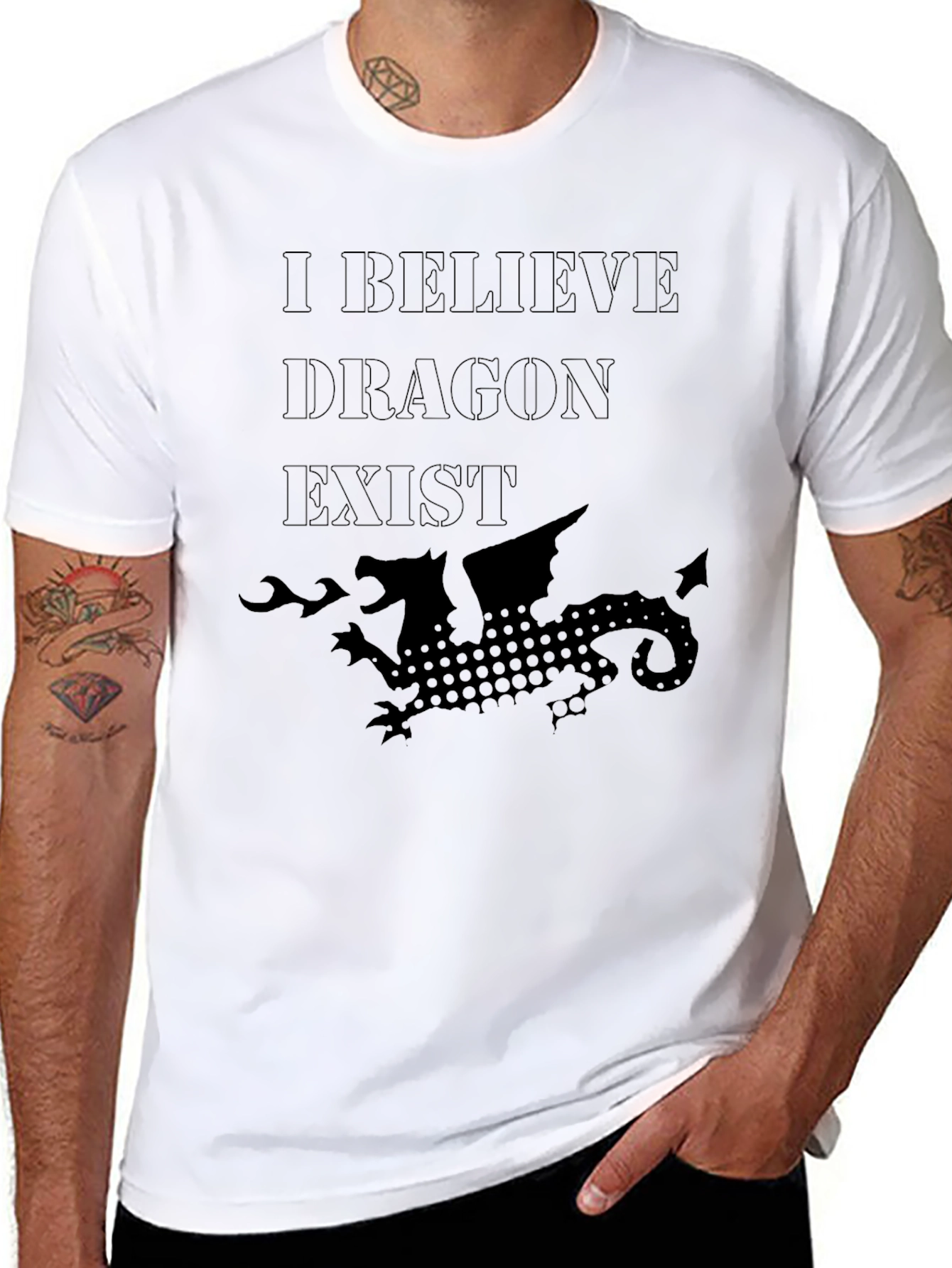 I Believe Dragon Exist Black Graphic T-Shirt