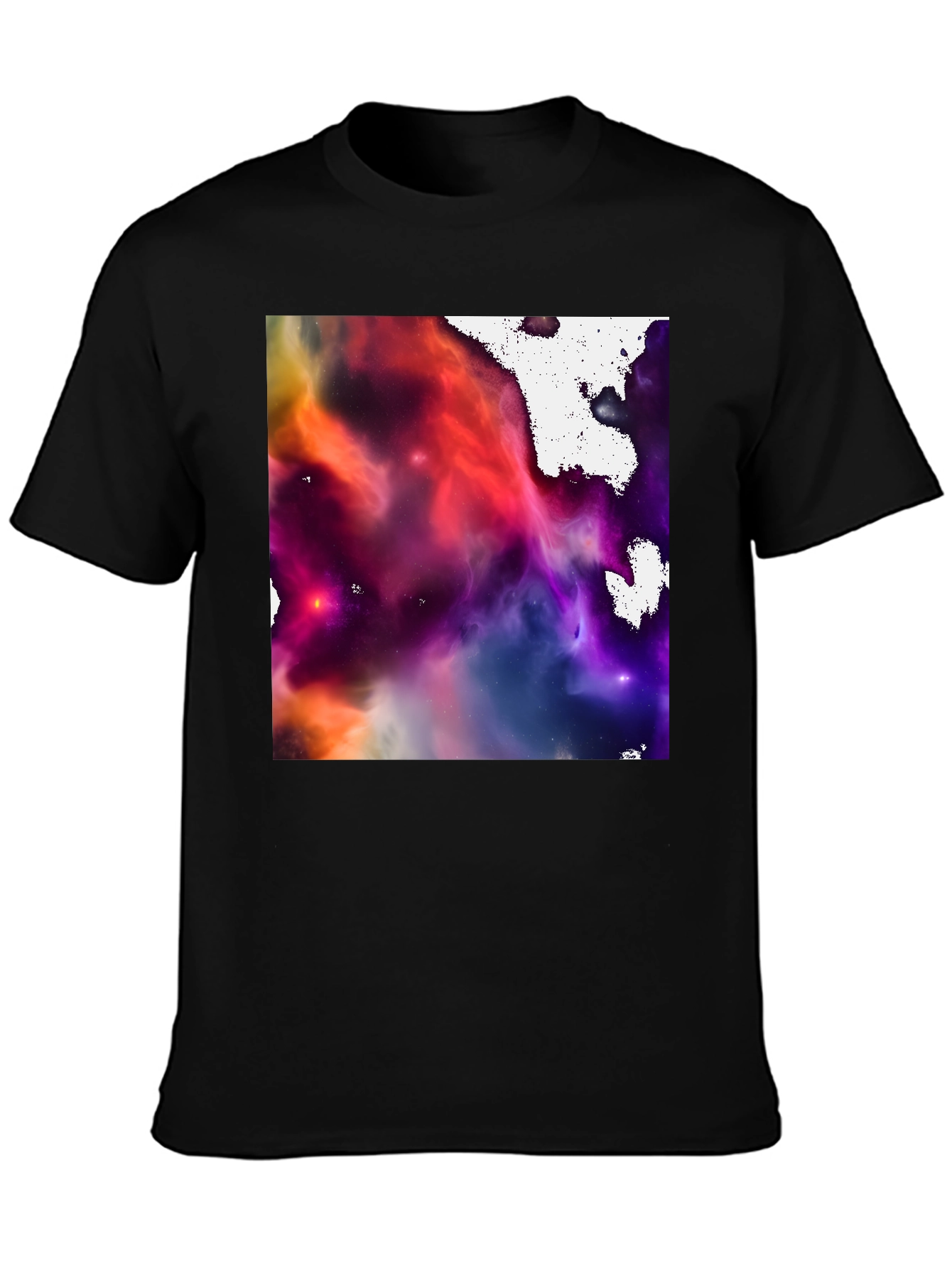 Nebula Print Black Crew Neck T-Shirt