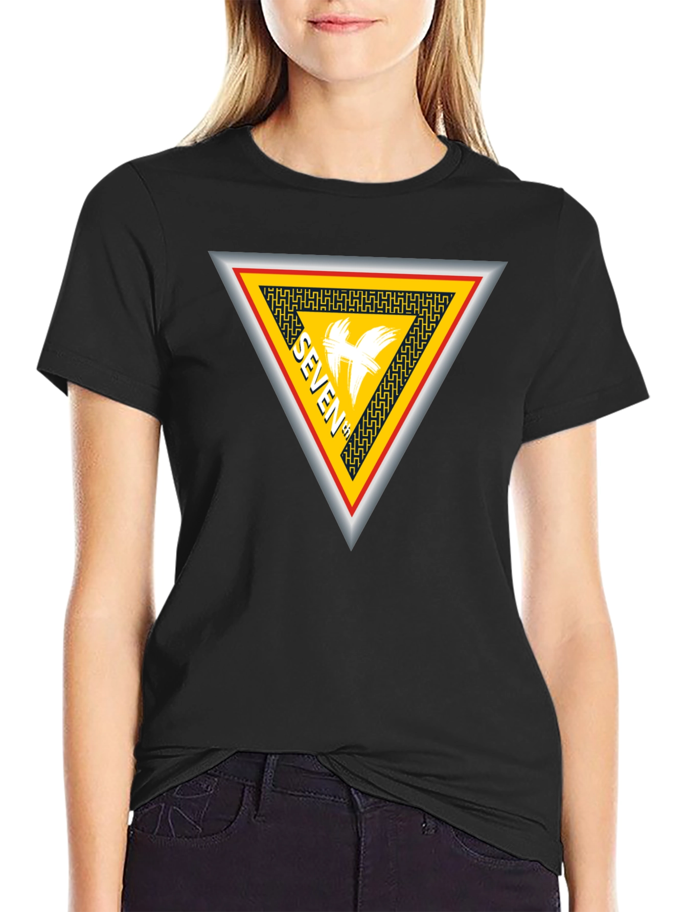 Seven T-Shirt Black Cotton Unique Design