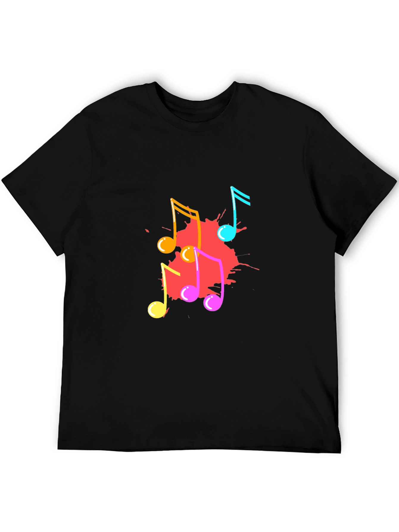 Musical Notes Graphic Print Black T-Shirt