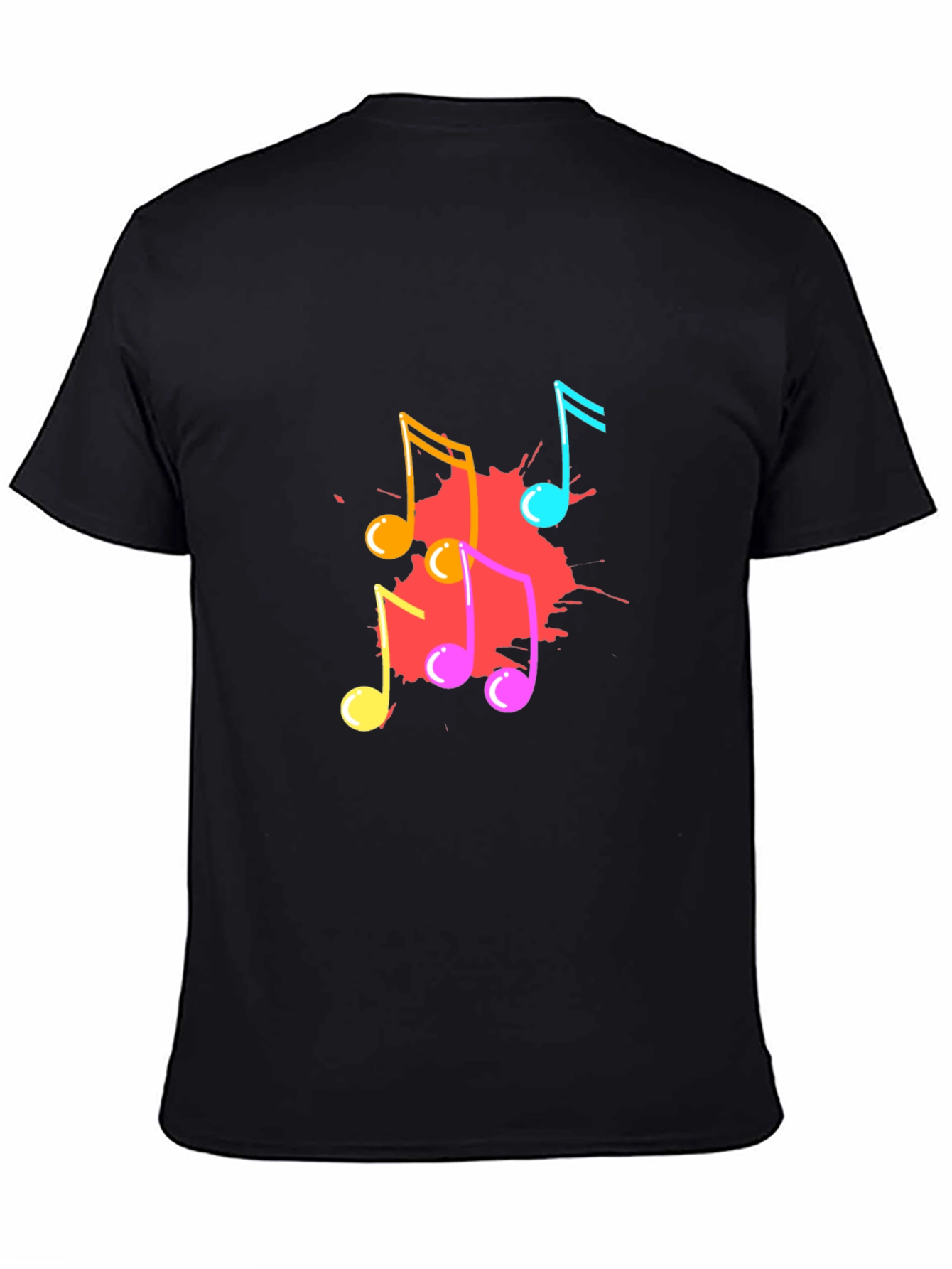 Musical Notes Graphic Print Black T-Shirt