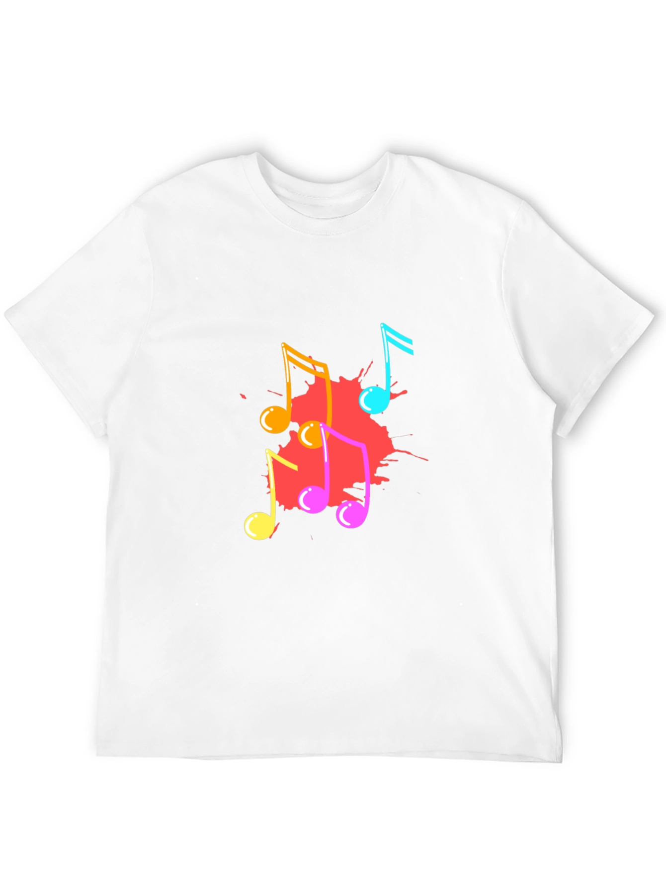 Musical Notes Graphic Print Black T-Shirt