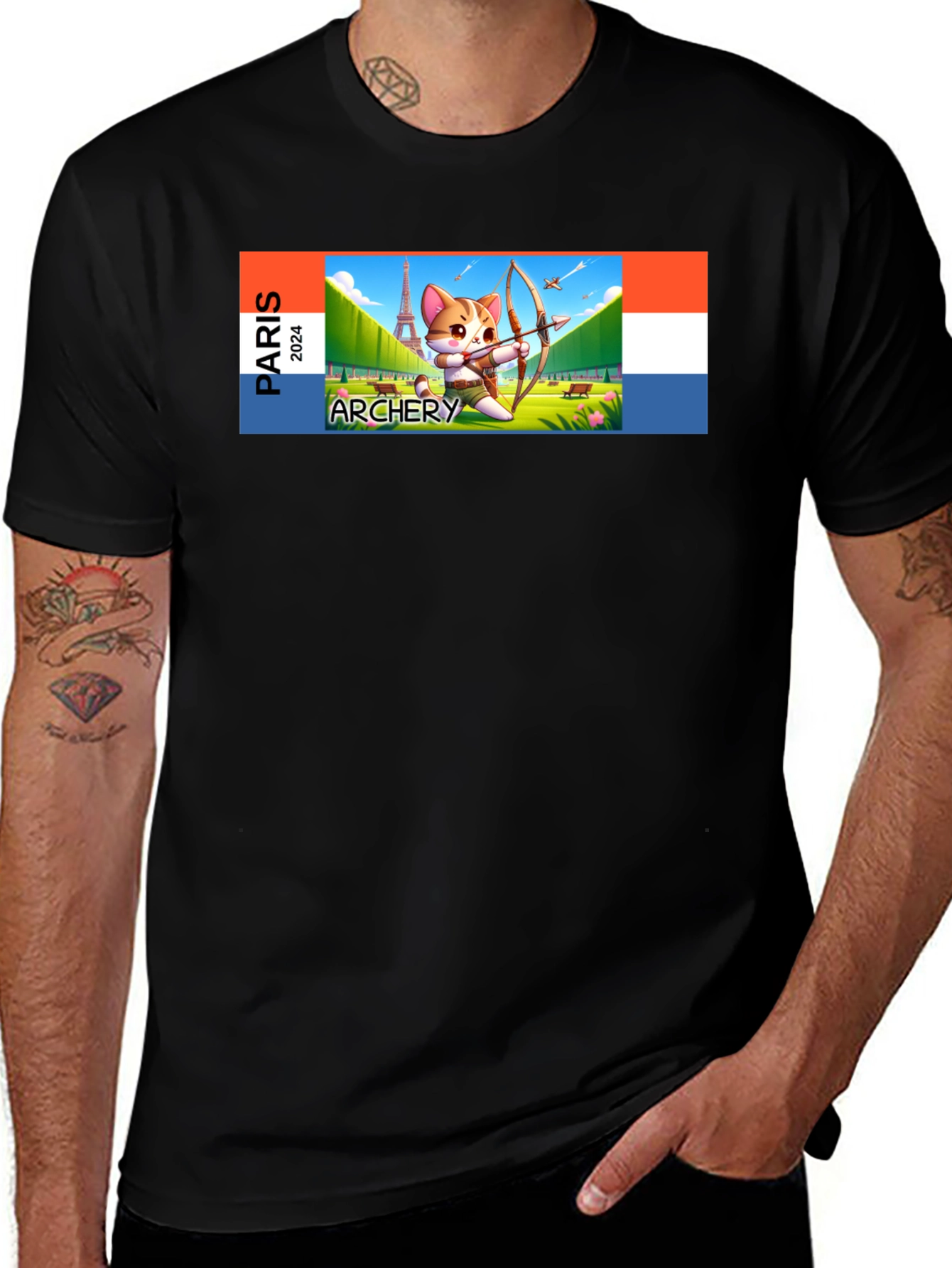 Paris 2024 Archery Cat T-Shirt
