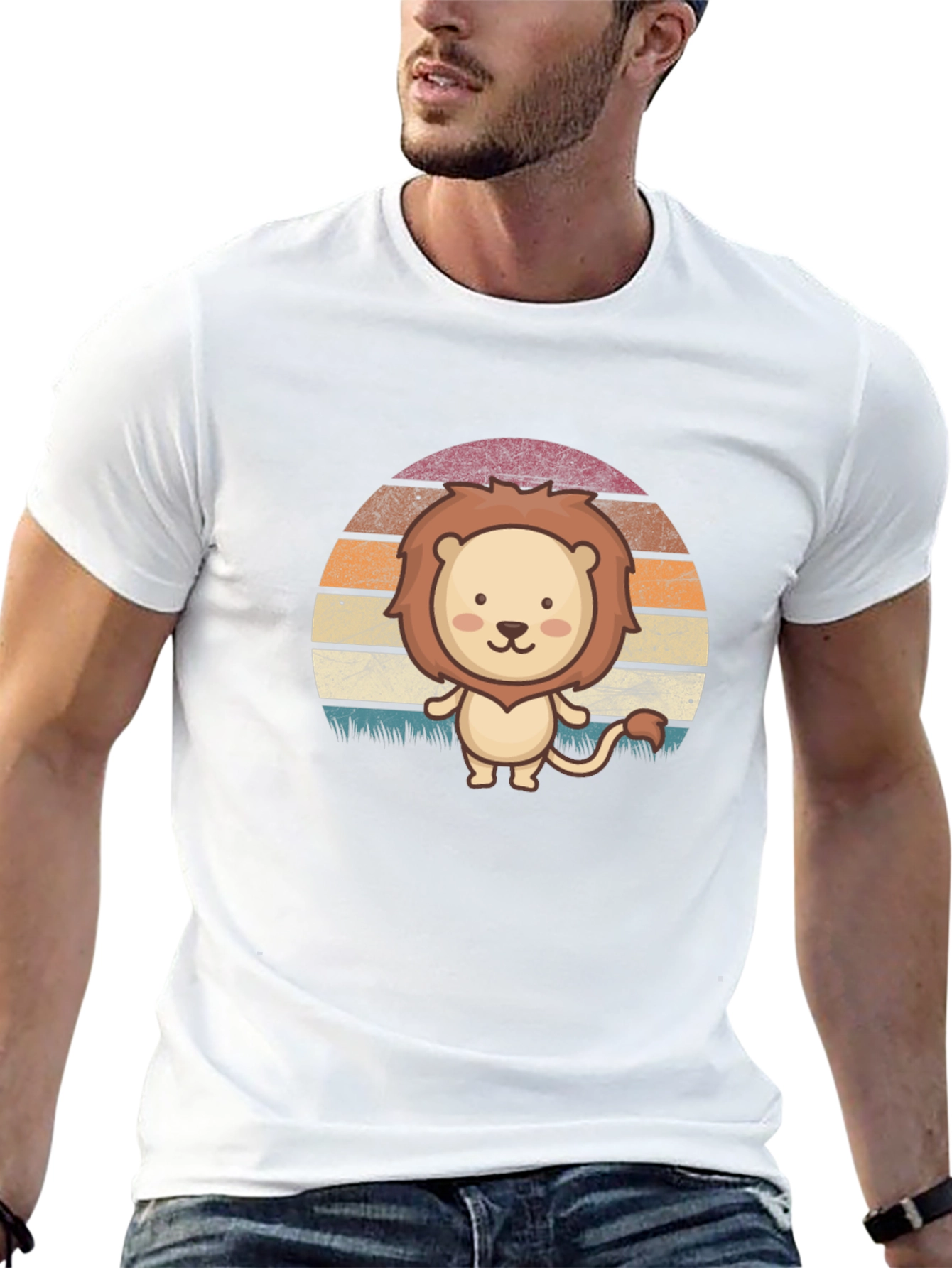 Cute Lion Sunset Graphic Tee