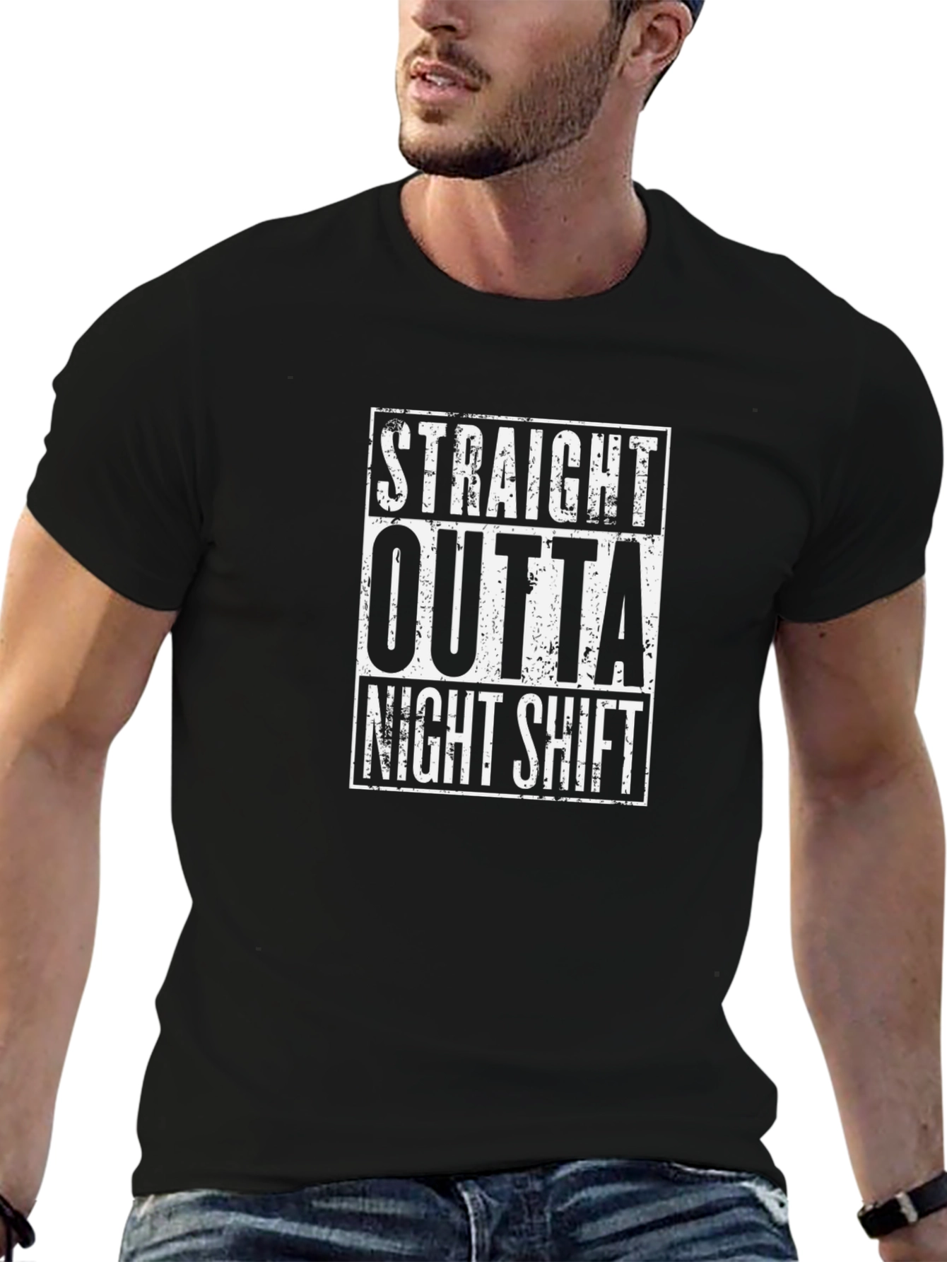 Straight Outta Night Shift Black T-Shirt