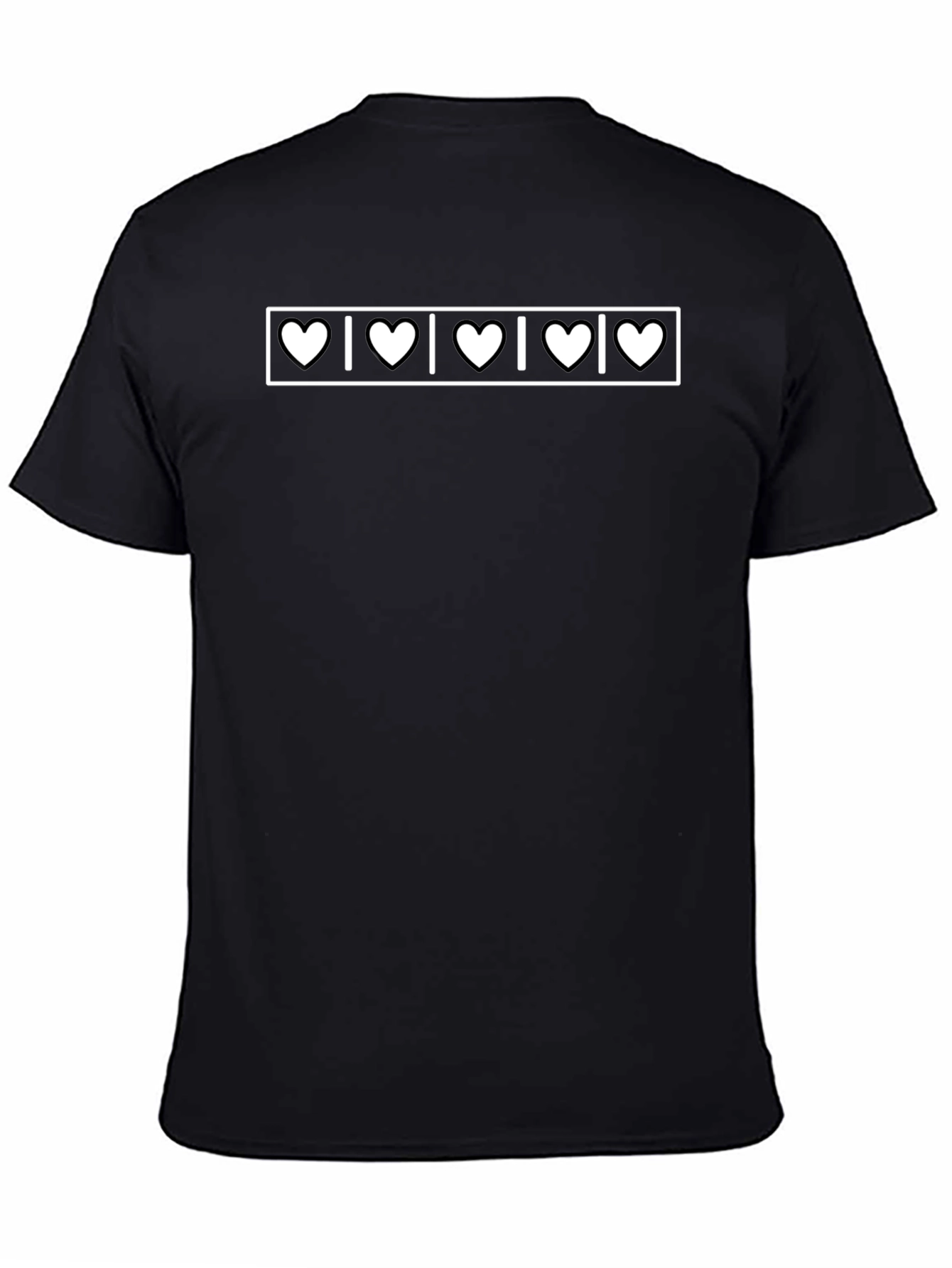 Heartbeat Pattern Mens Black T-Shirt