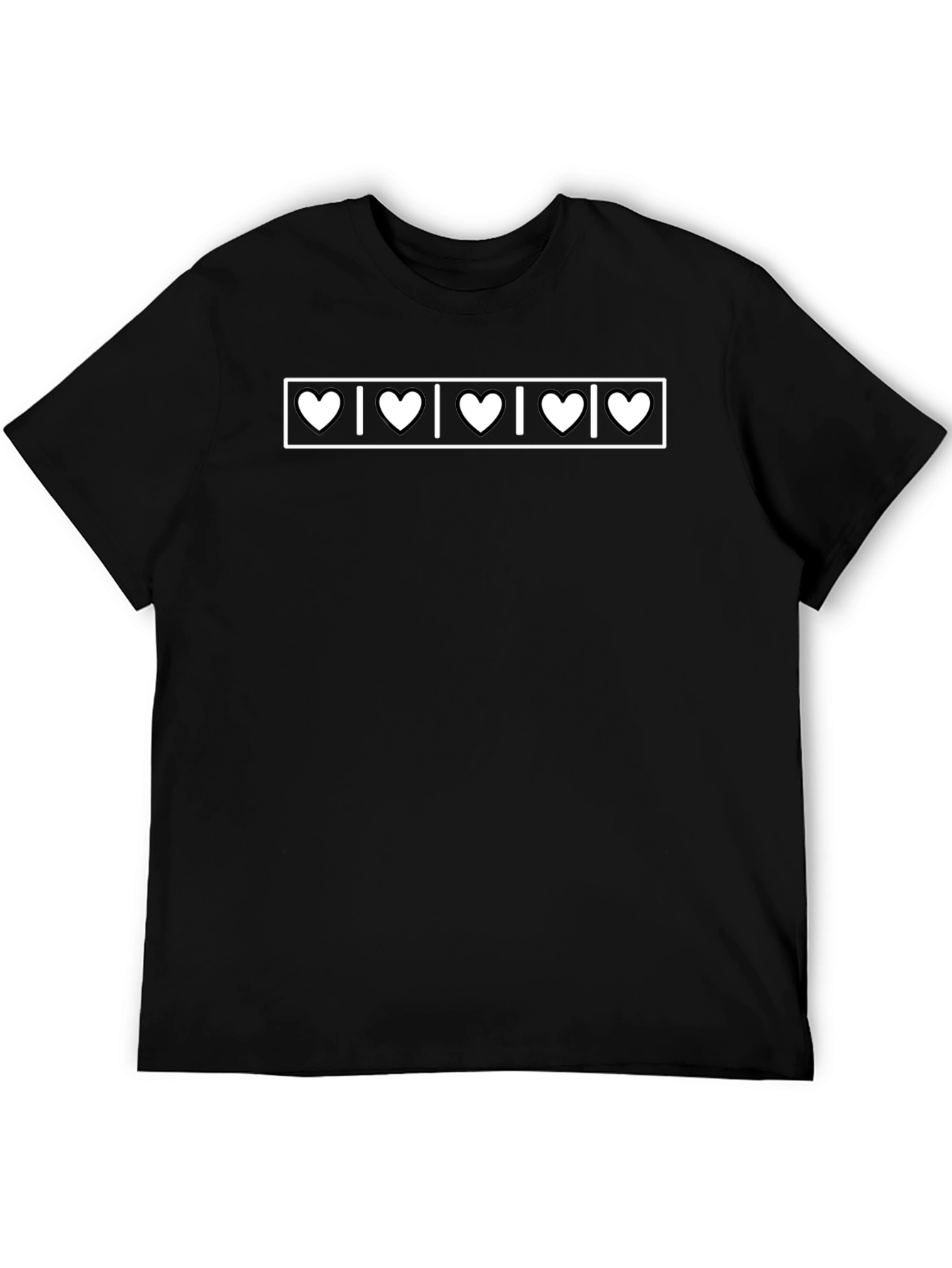 Heartbeat Pattern Mens Black T-Shirt