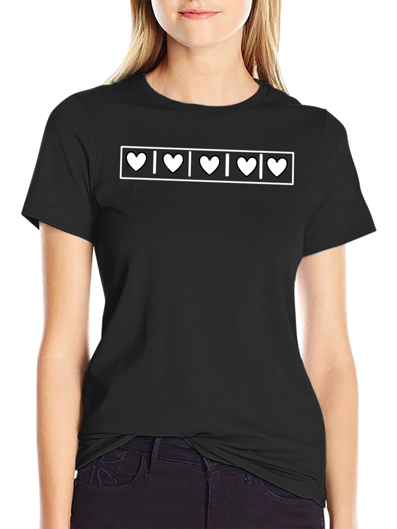 Heartbeat Pattern Mens Black T-Shirt