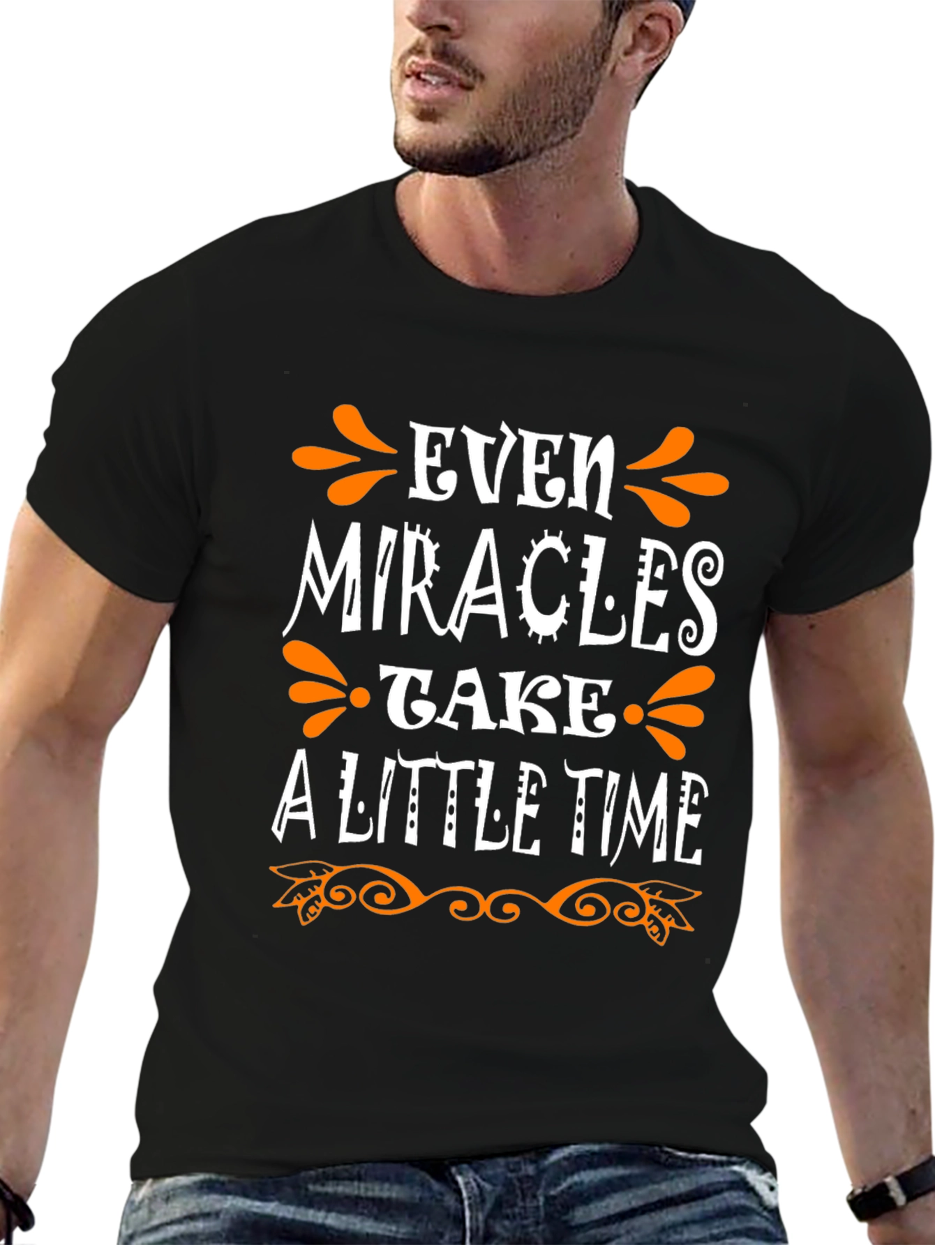 Miracles Take Time Graphic Tee - Black T-Shirt