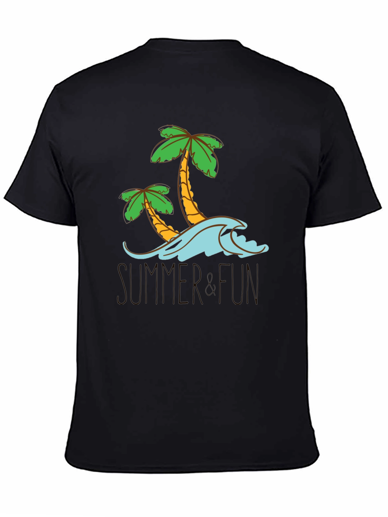 Summer Fun Palm Tree Graphic Tee - Black Cotton