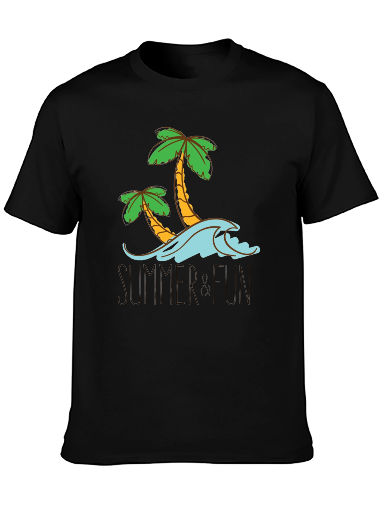Summer Fun Palm Tree Graphic Tee - Black Cotton