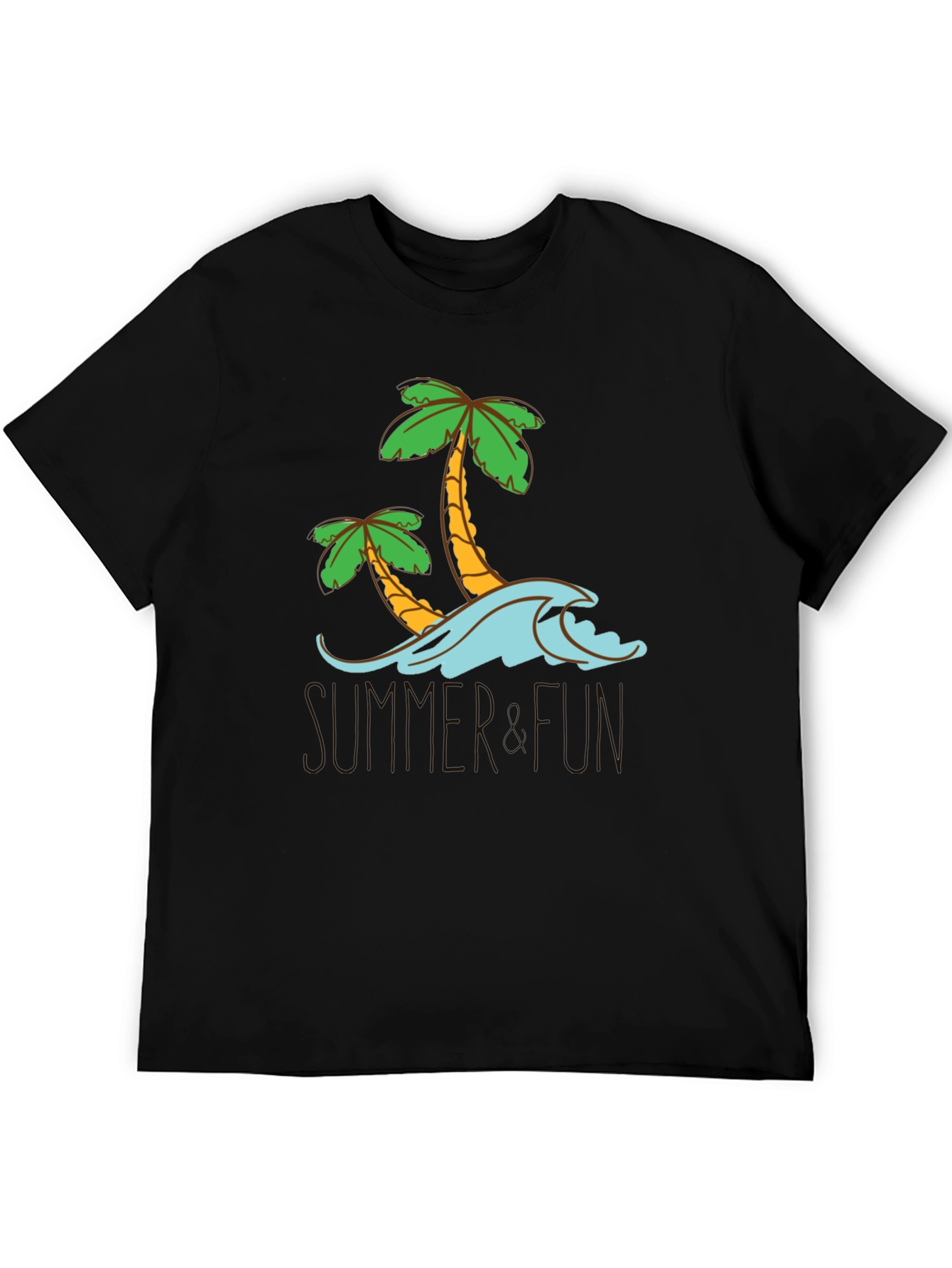 Summer Fun Palm Tree Graphic Tee - Black Cotton