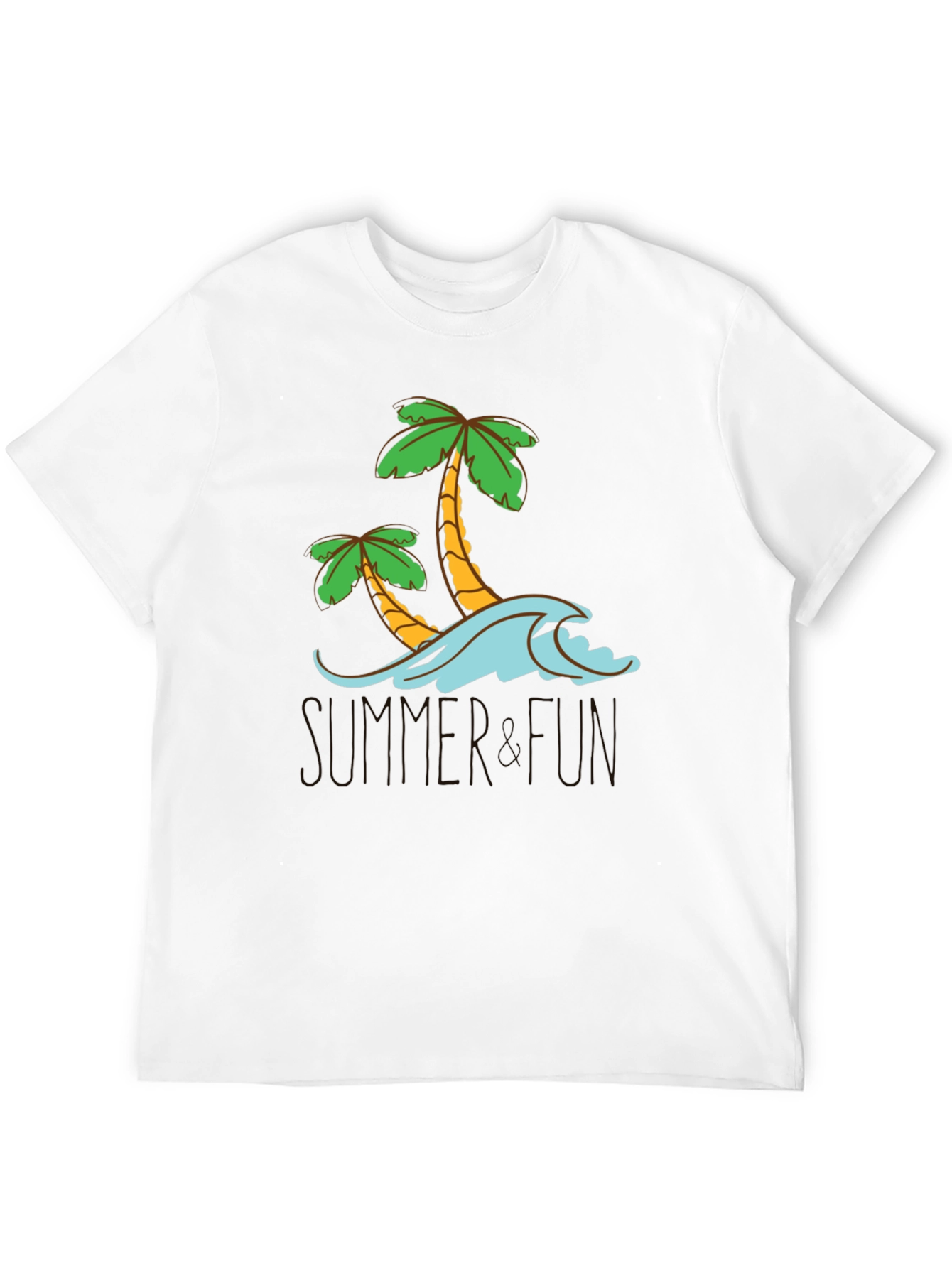 Summer Fun Palm Tree Graphic Tee - Black Cotton