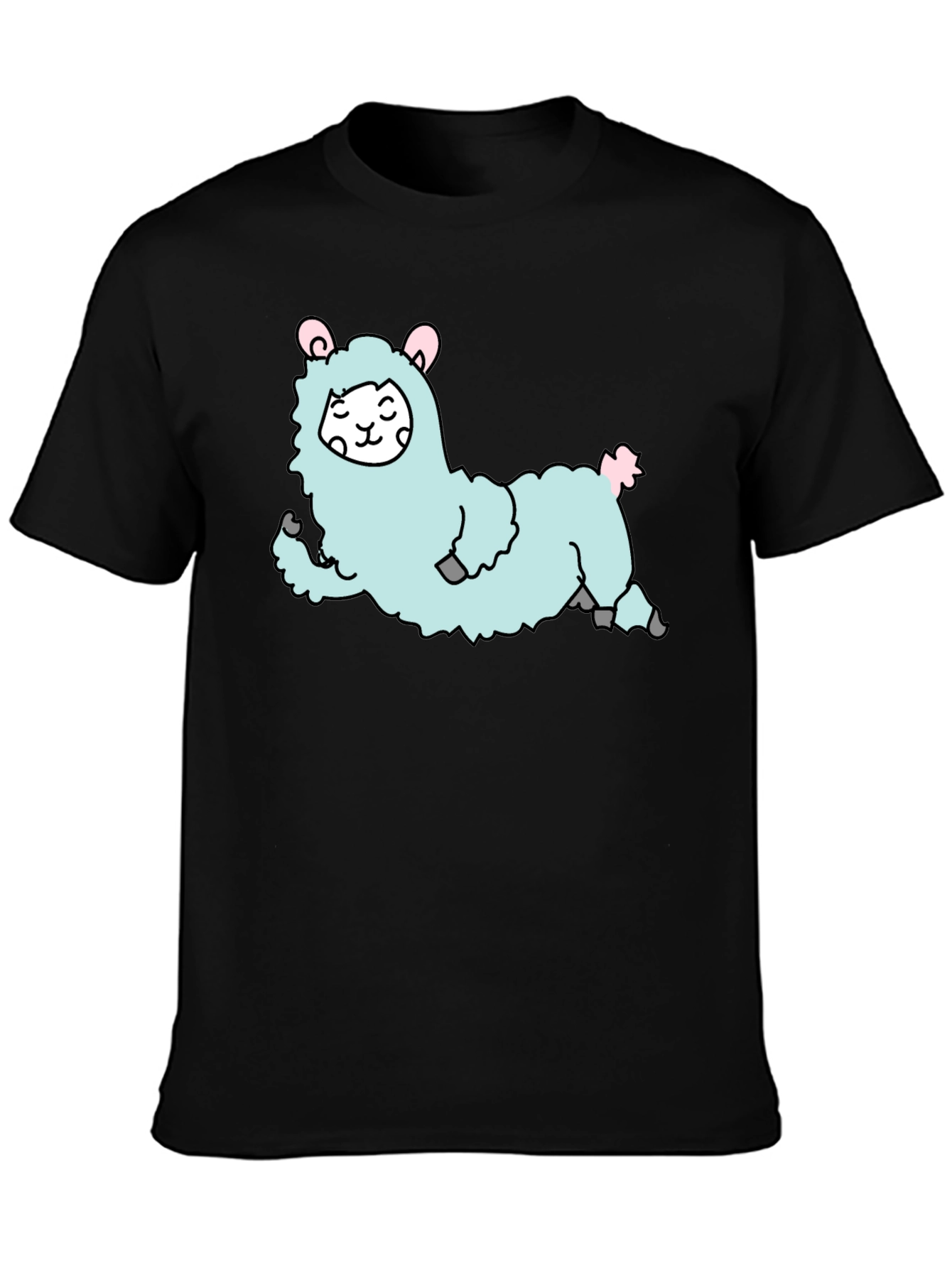Cute Llama Graphic T-Shirt - Black