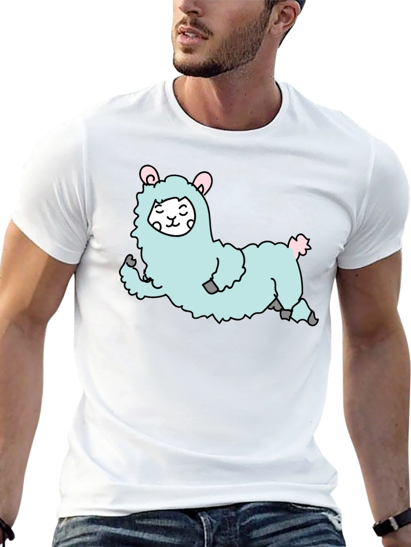 Cute Llama Graphic T-Shirt - Black