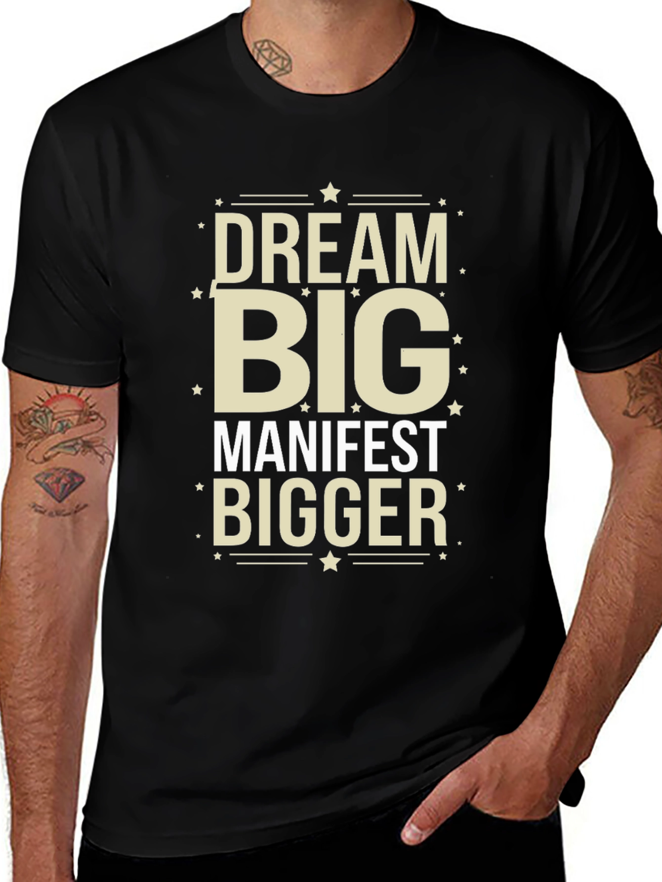 Dream Big Manifest Bigger Black Graphic Tee