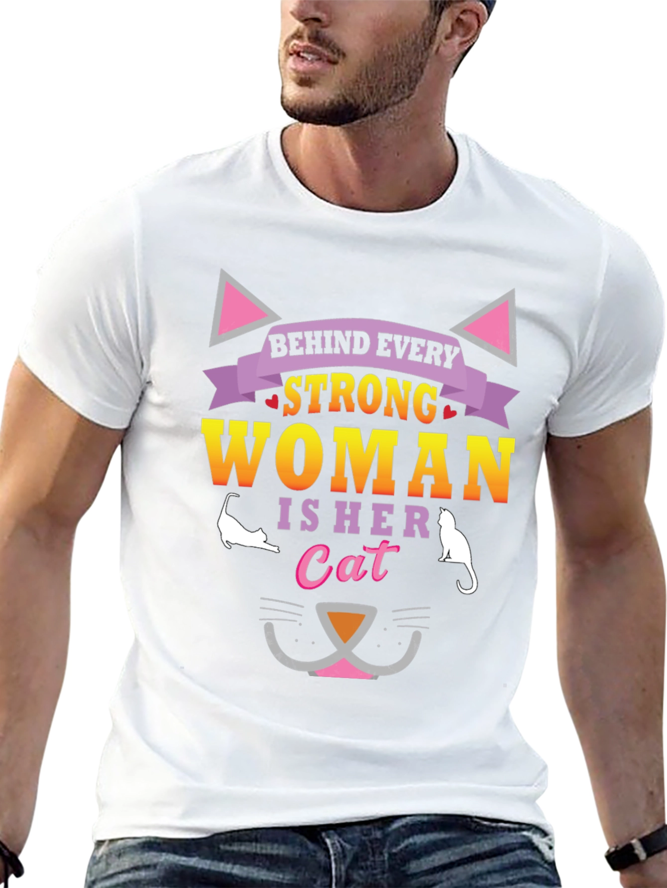 Strong Woman Cat Lover T-Shirt