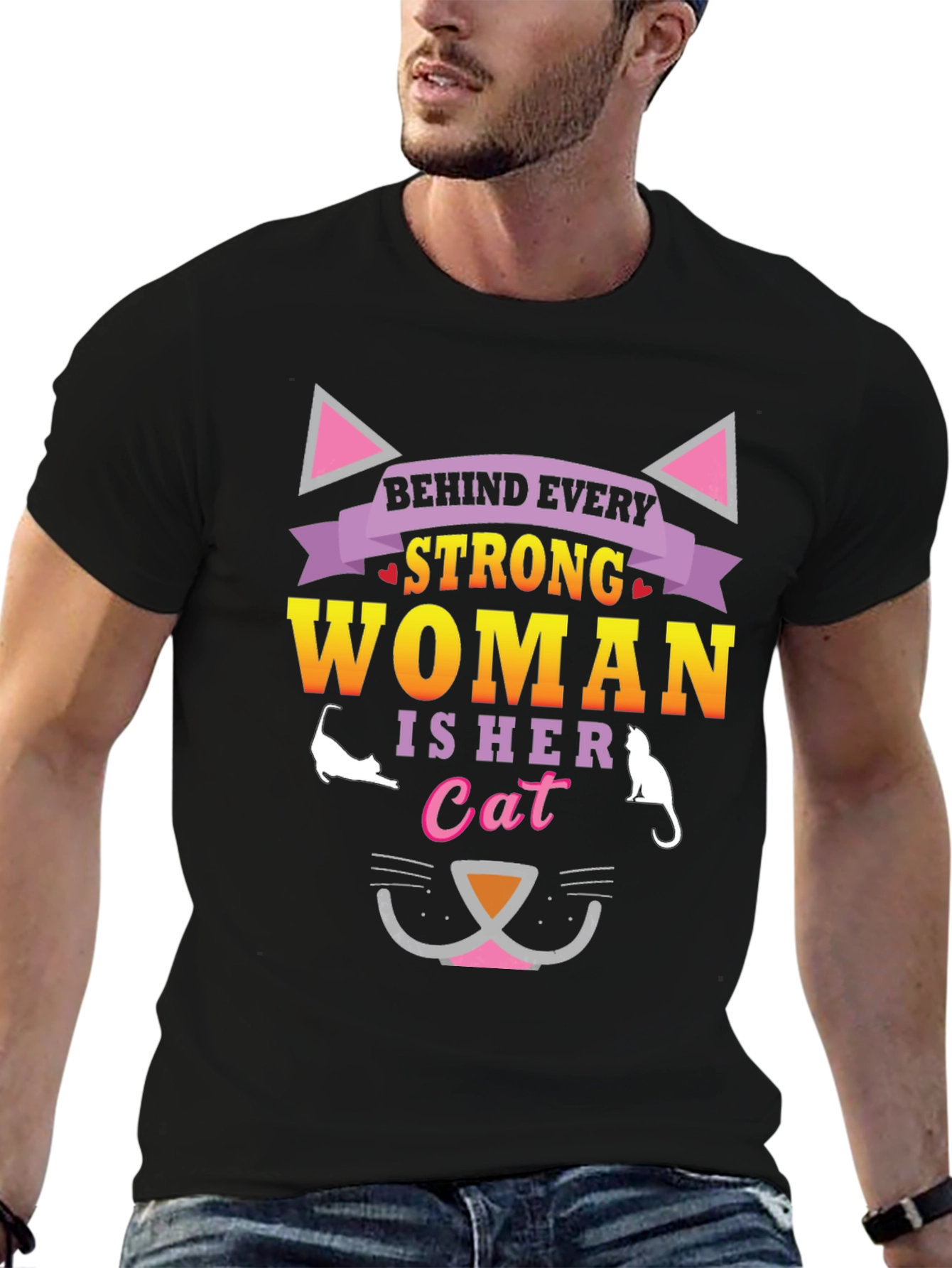 Strong Woman Cat Lover T-Shirt