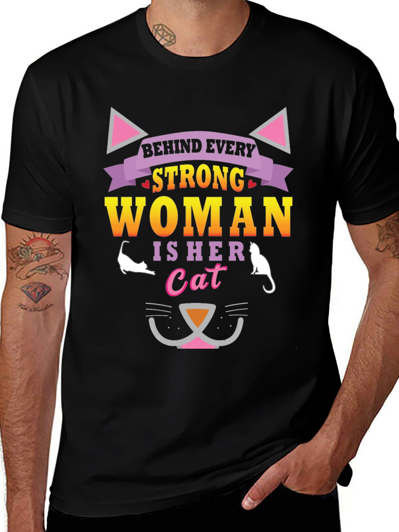 Strong Woman Cat Lover T-Shirt
