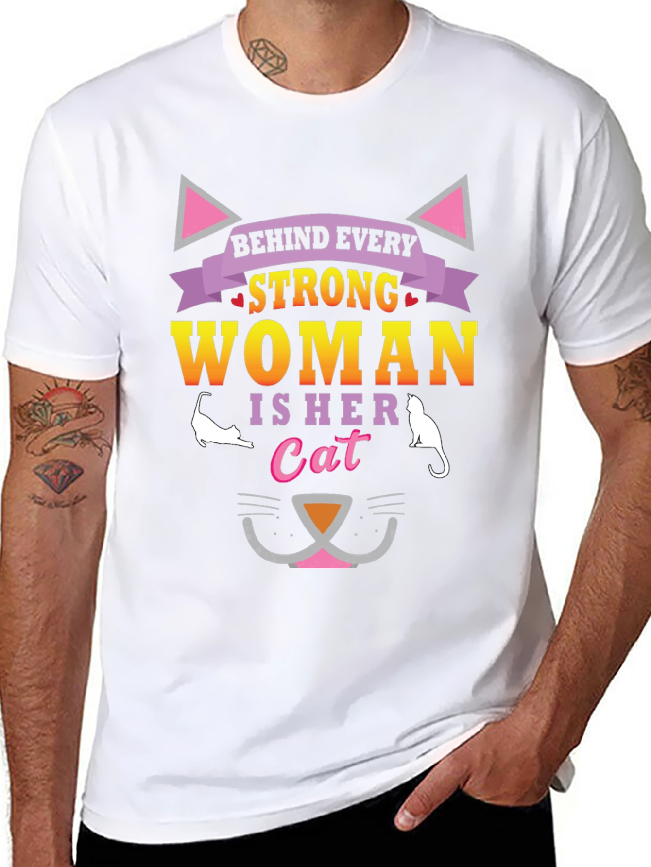 Strong Woman Cat Lover T-Shirt
