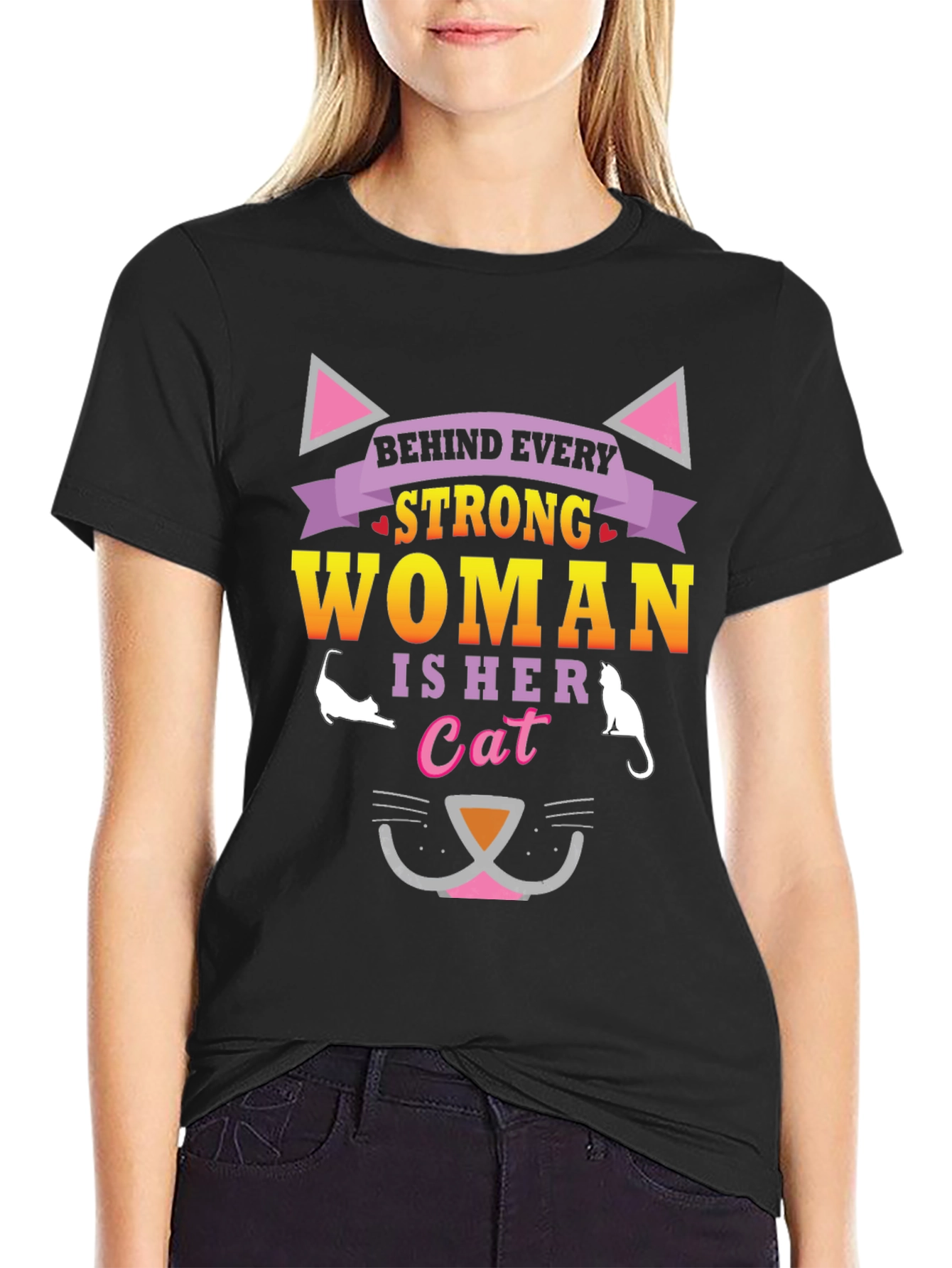 Strong Woman Cat Lover T-Shirt
