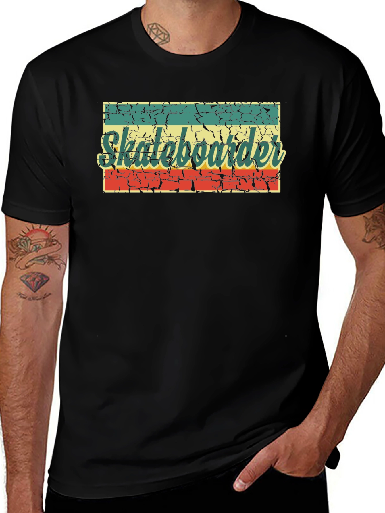Retro Skateboarder Graphic Tee - Classic Black T-Shirt