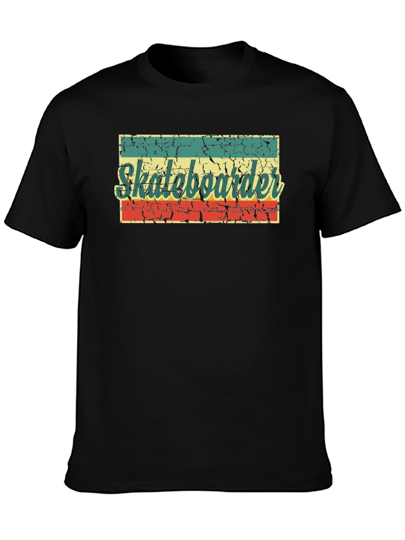 Retro Skateboarder Graphic Tee - Classic Black T-Shirt