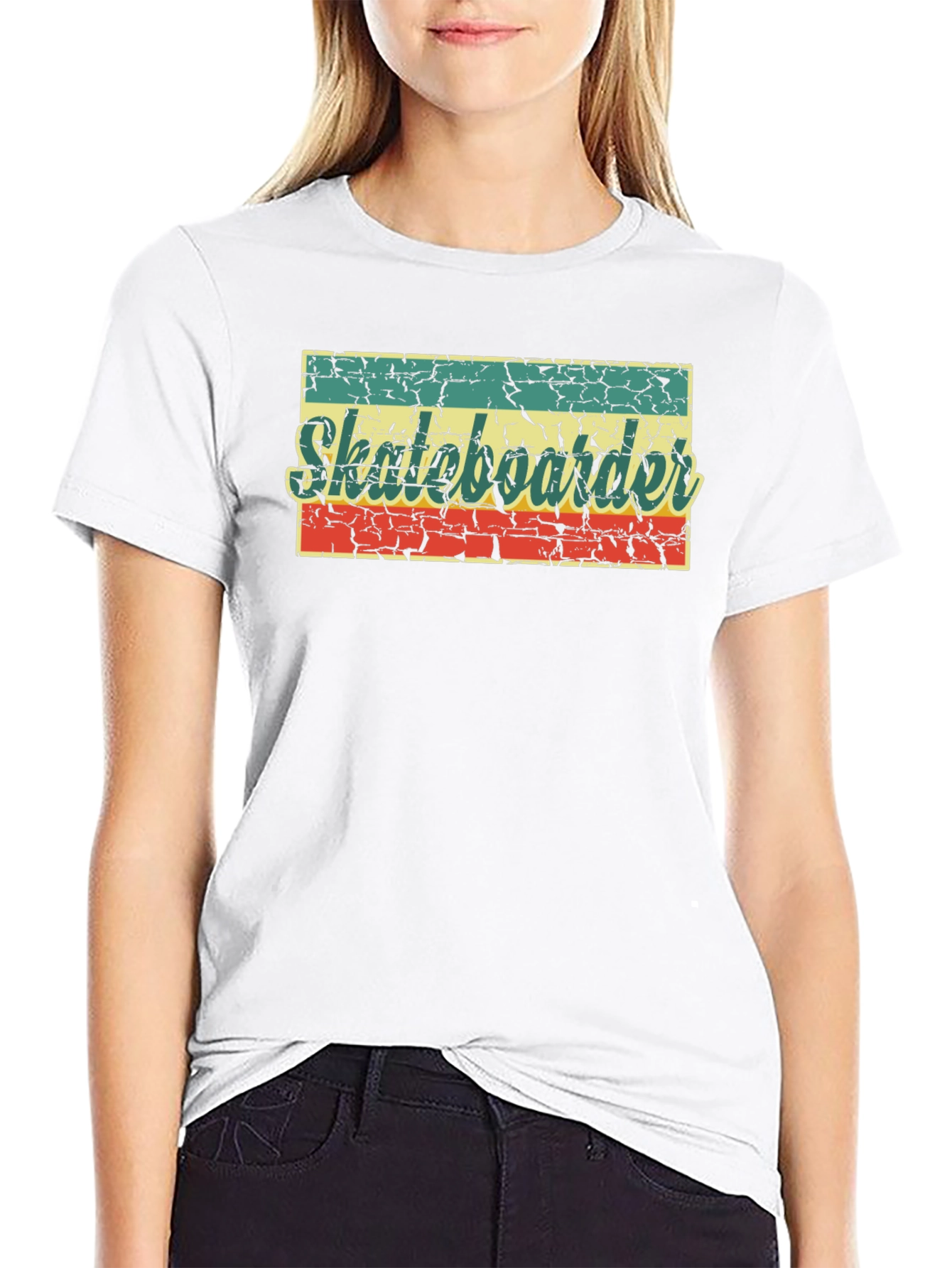 Retro Skateboarder Graphic Tee - Classic Black T-Shirt
