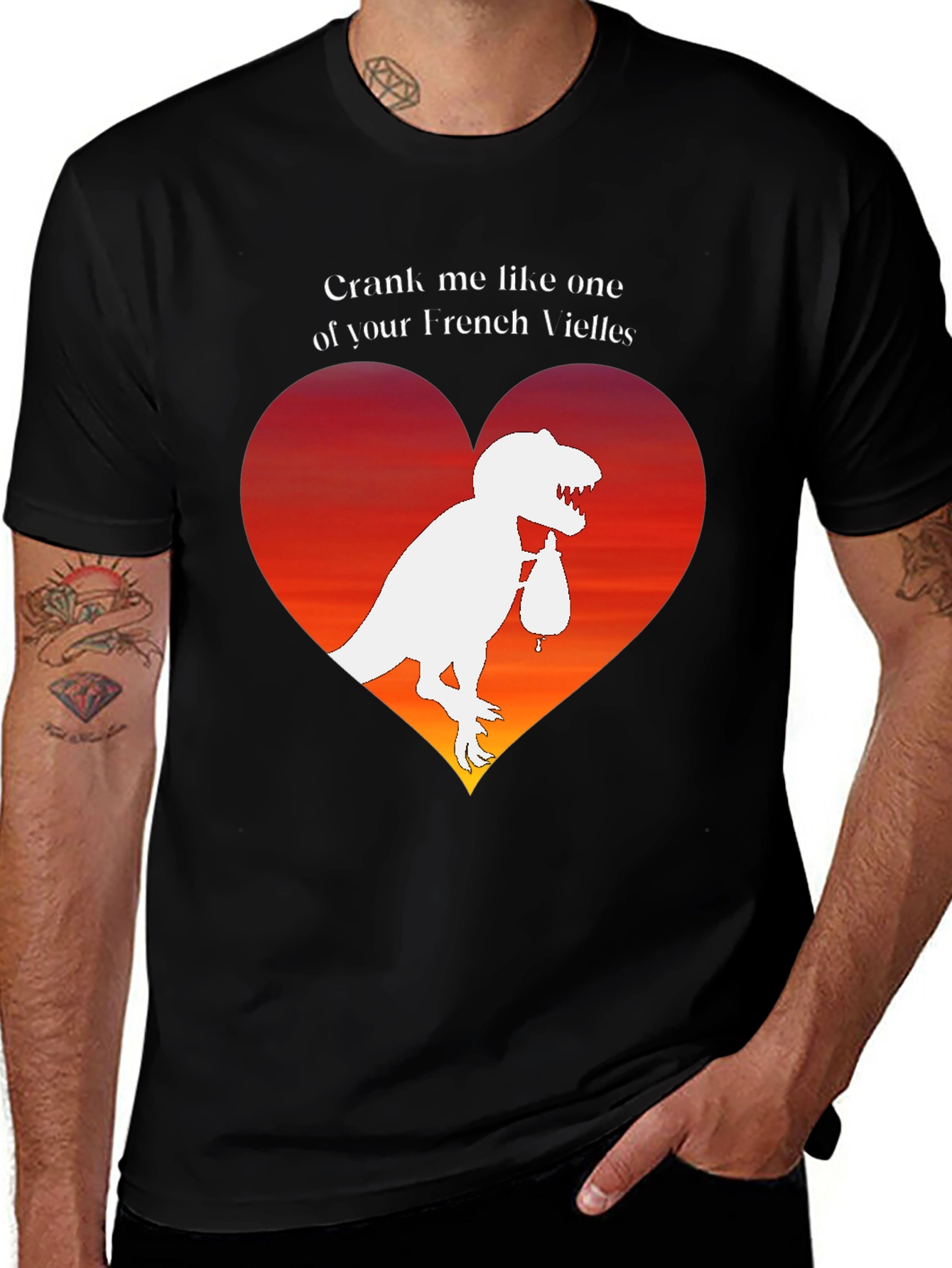 Dino Love T-Shirt: Crank Me Like a French Vielle