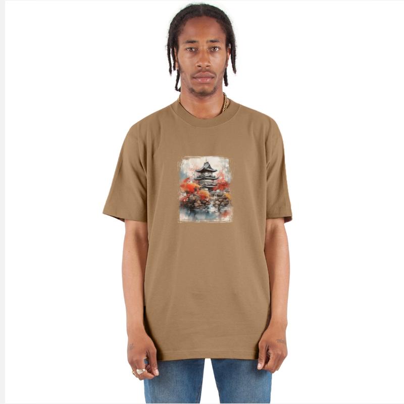 Japanese Flower Tee Mountain Landscape