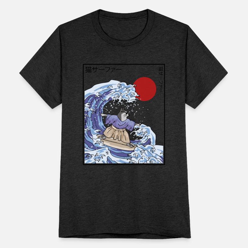 Japanese Ocean Wave Surfer Cat Sports Animal