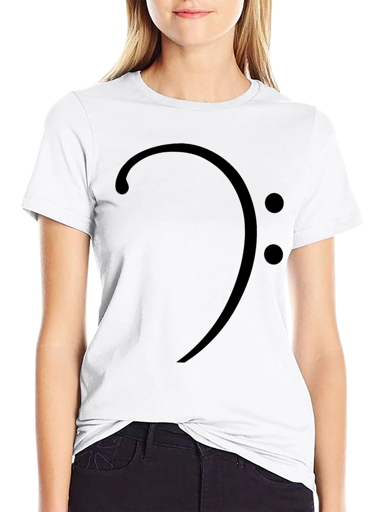 Bass Clef Black Graphic Tee - Music Lover T-Shirt