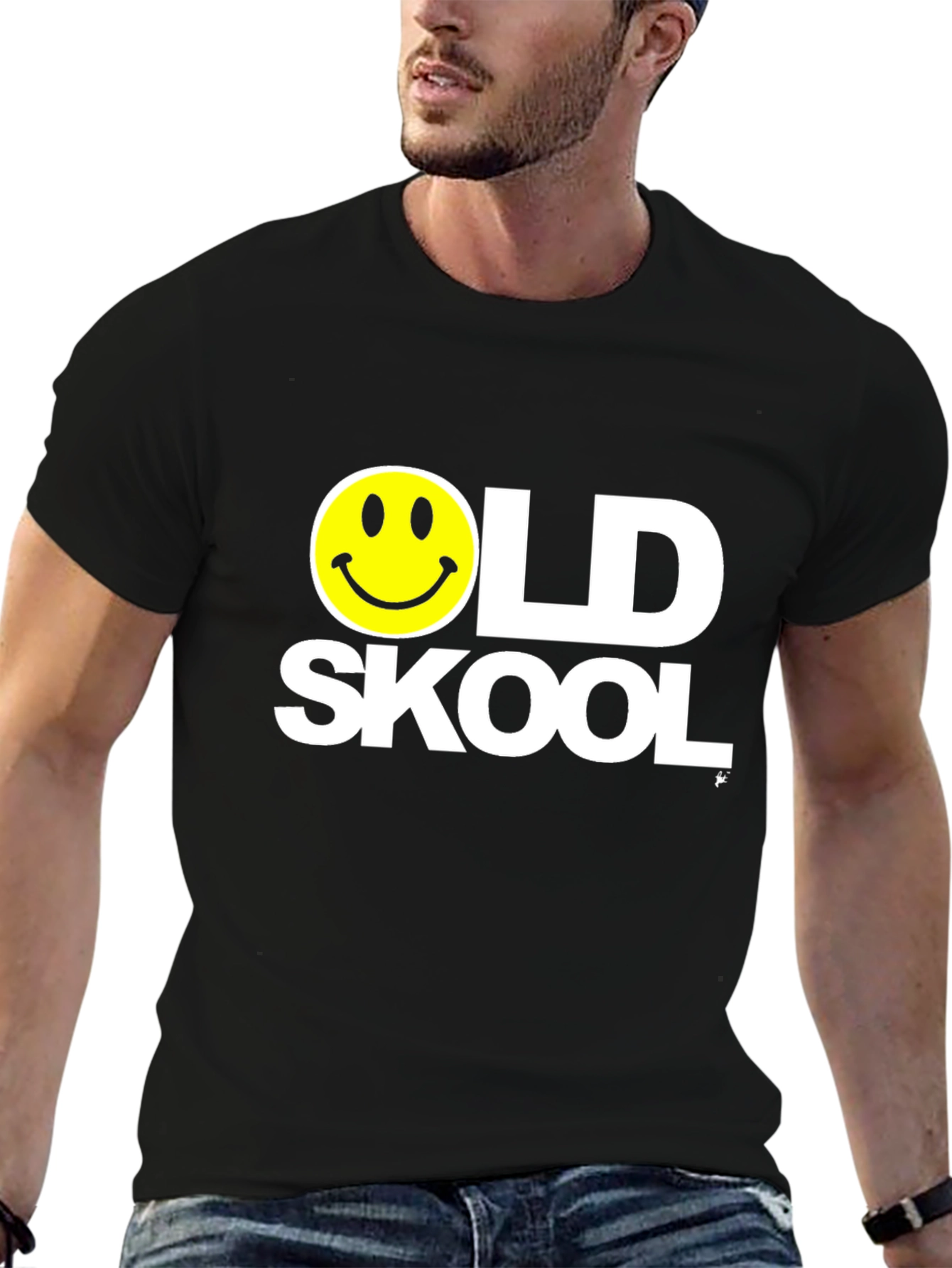 Old Skool Smiley Face Black T-Shirt